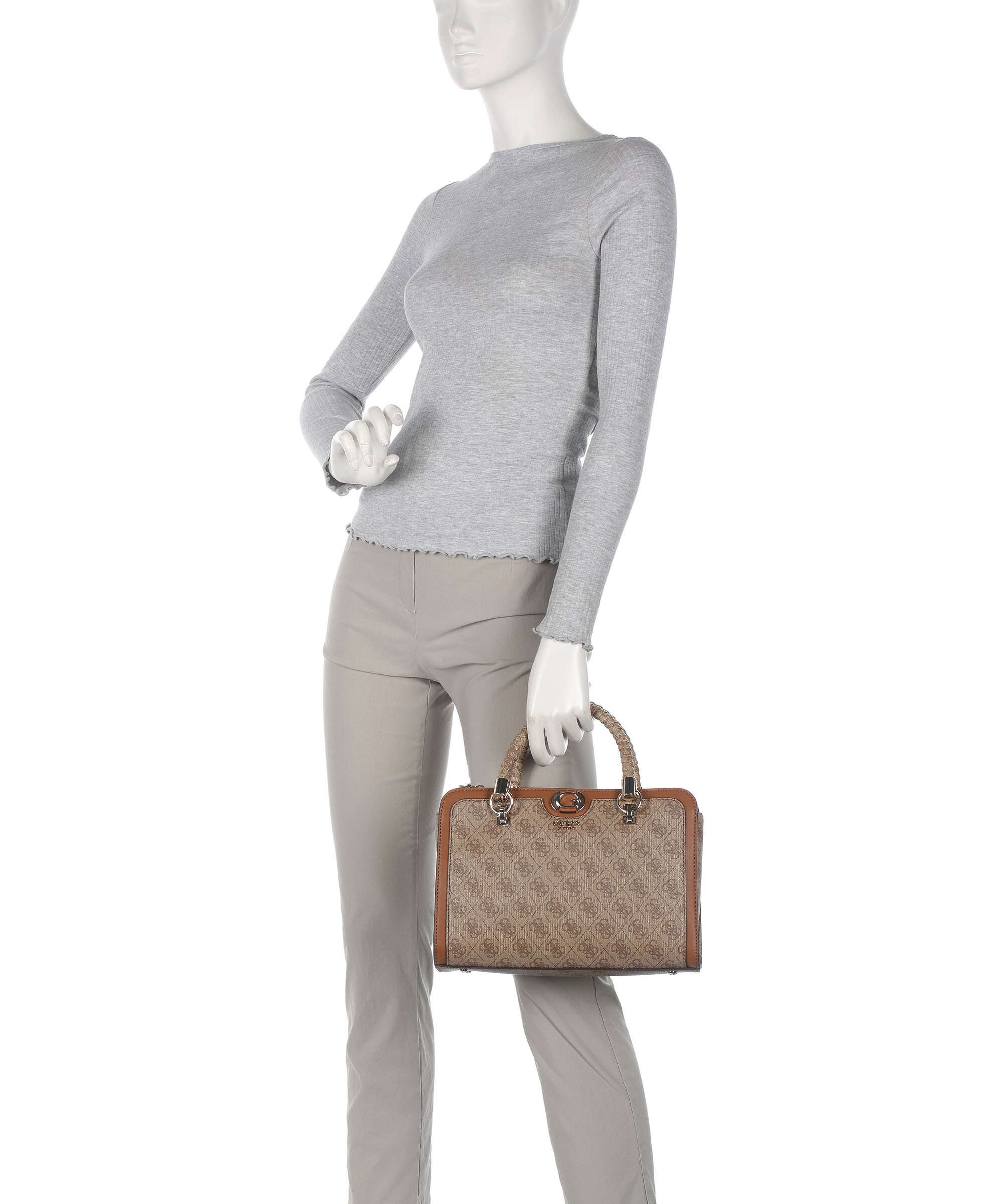 Guess Orlina 4G Logo Handbag latte logo/brown