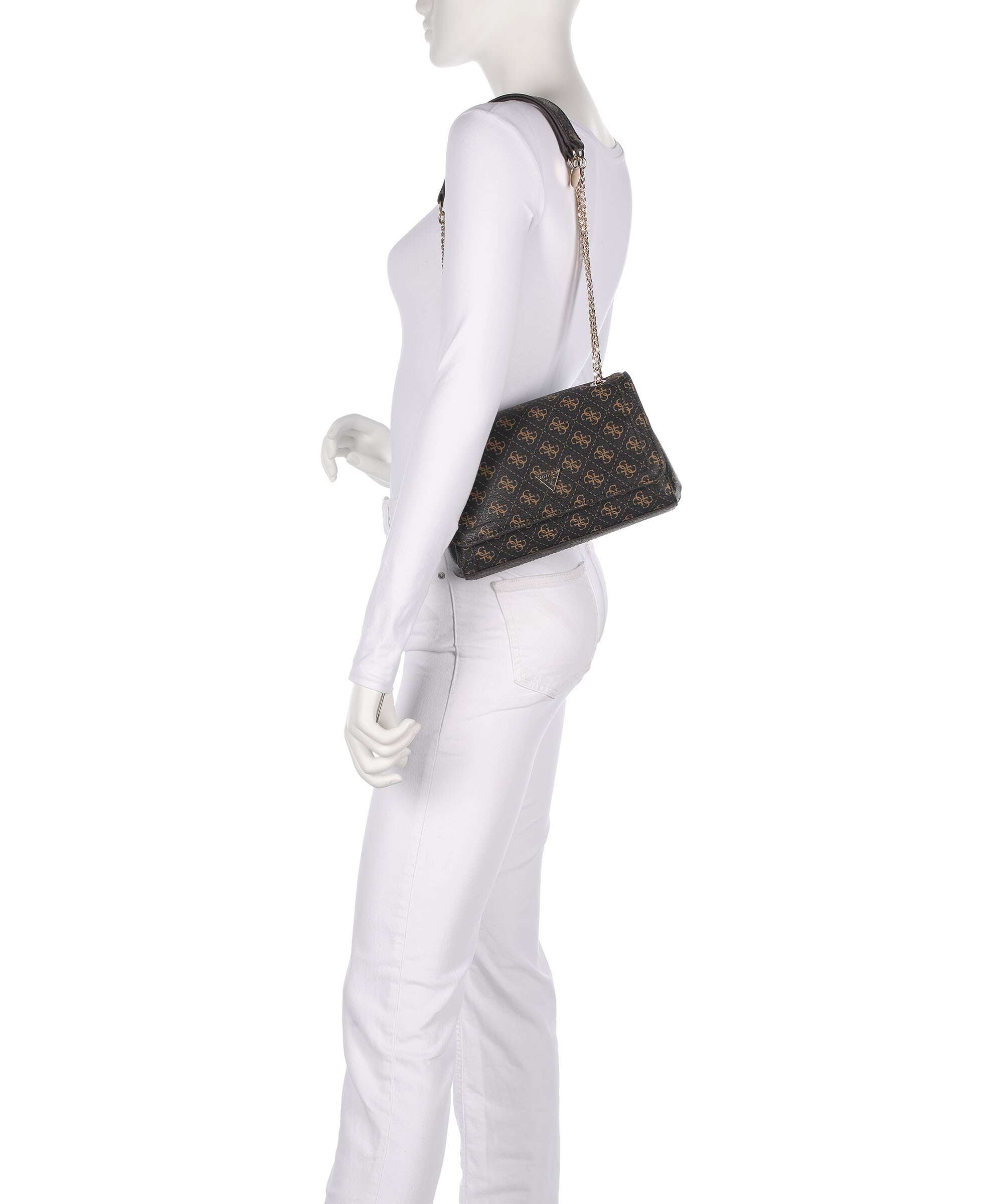 Guess Noelle Q Logo Shoulder bag brown logo
