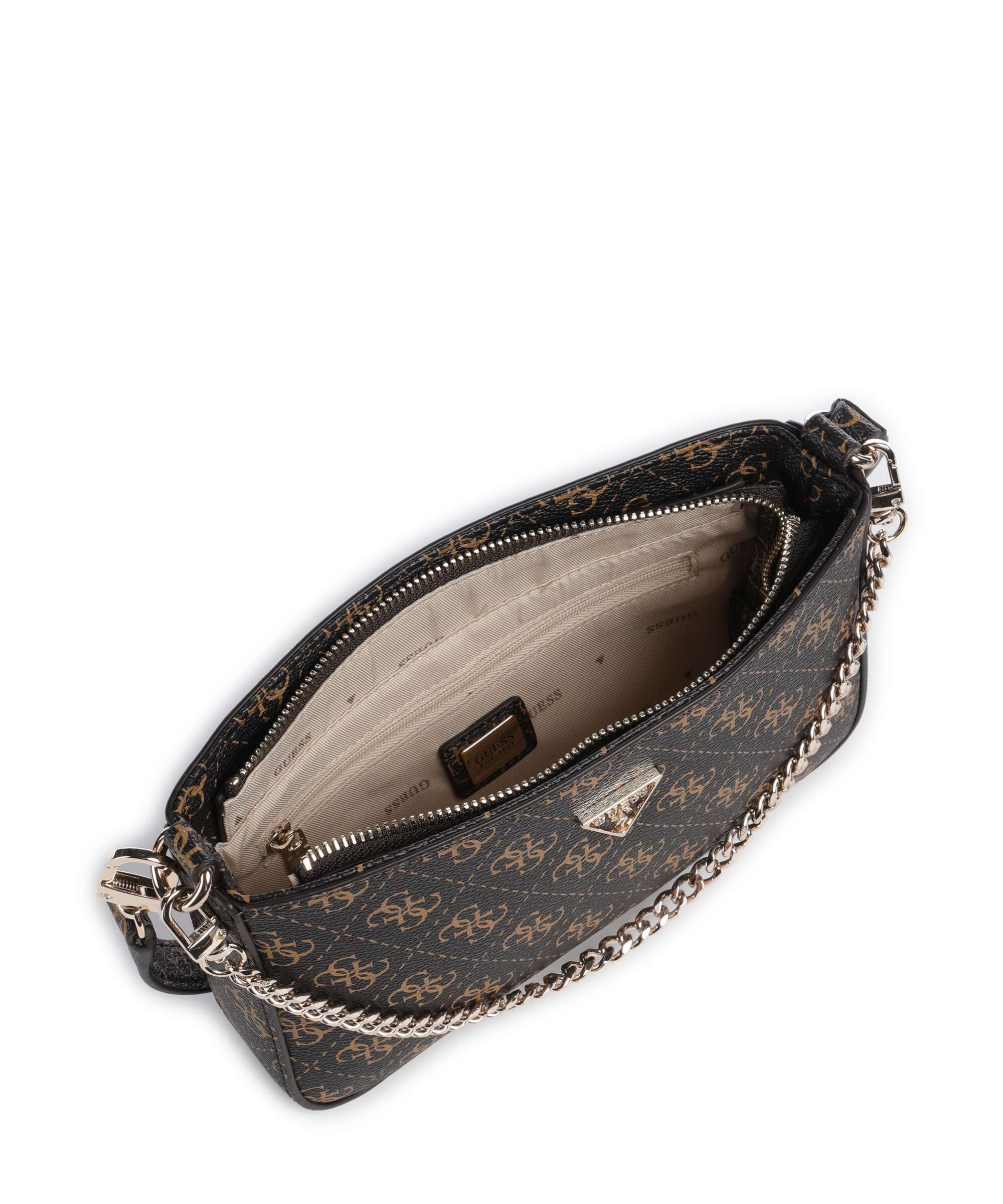 Guess Noelle Q Logo Shoulder bag brown logo
