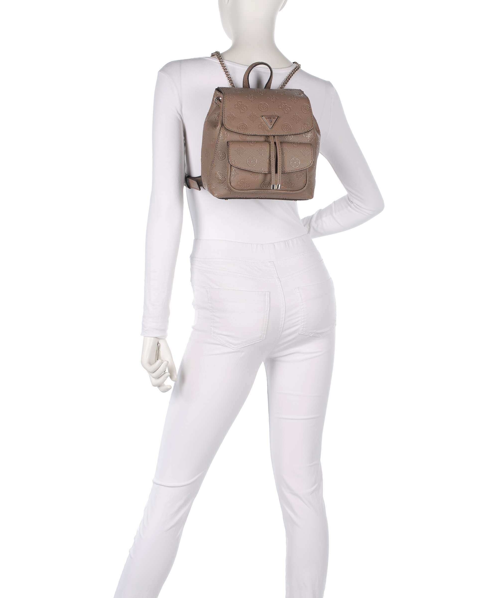 Guess Cresidia Backpack dark taupe logo