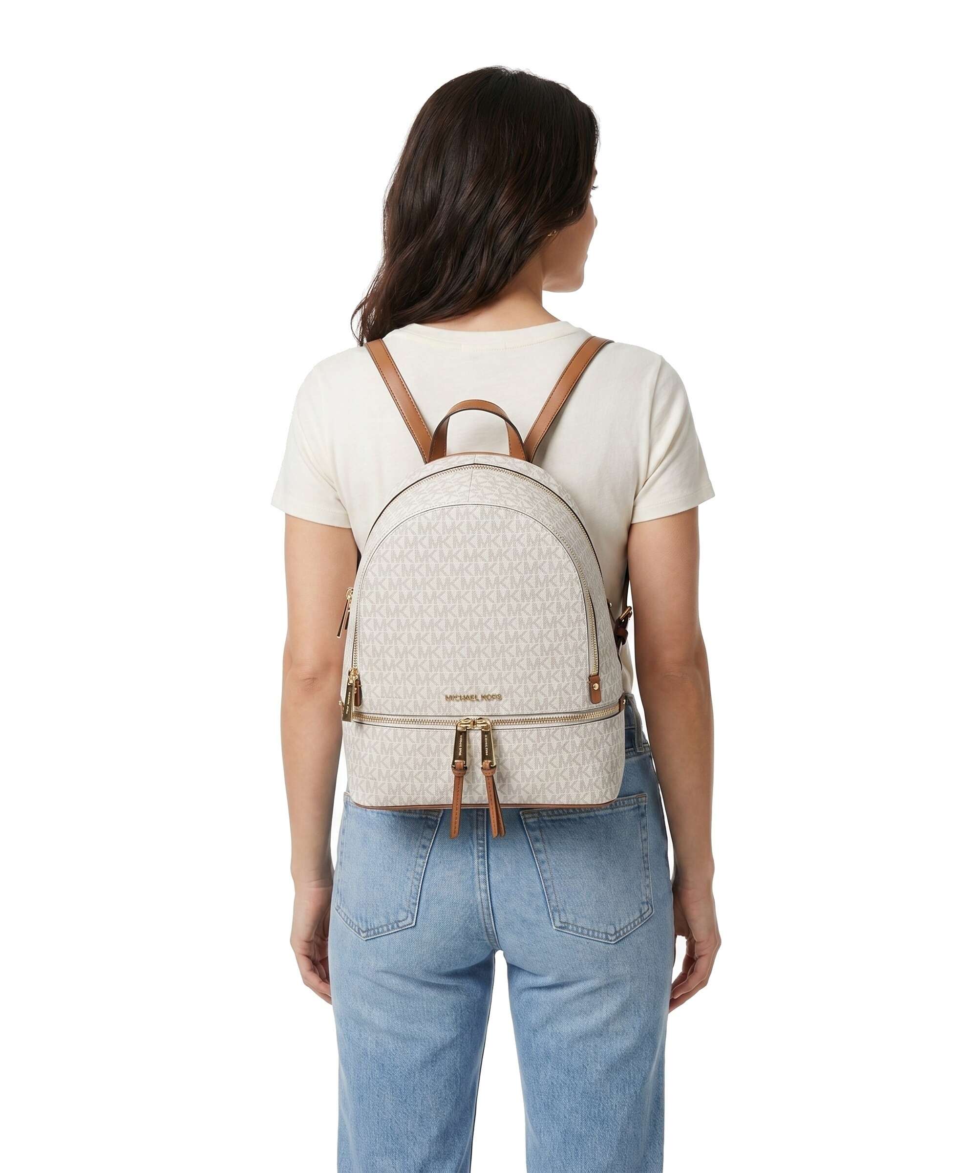 Michael Kors Rhea Zip Backpack vanilla