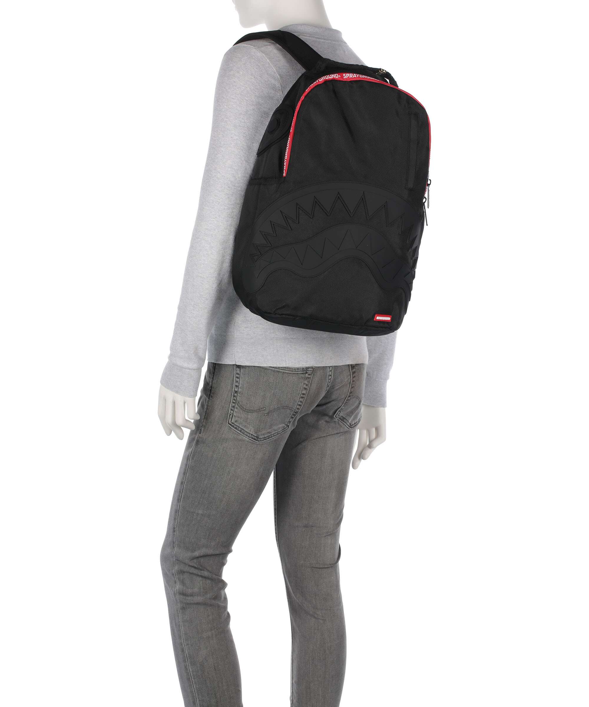 Sprayground Printed Zipper Shark Backpack black