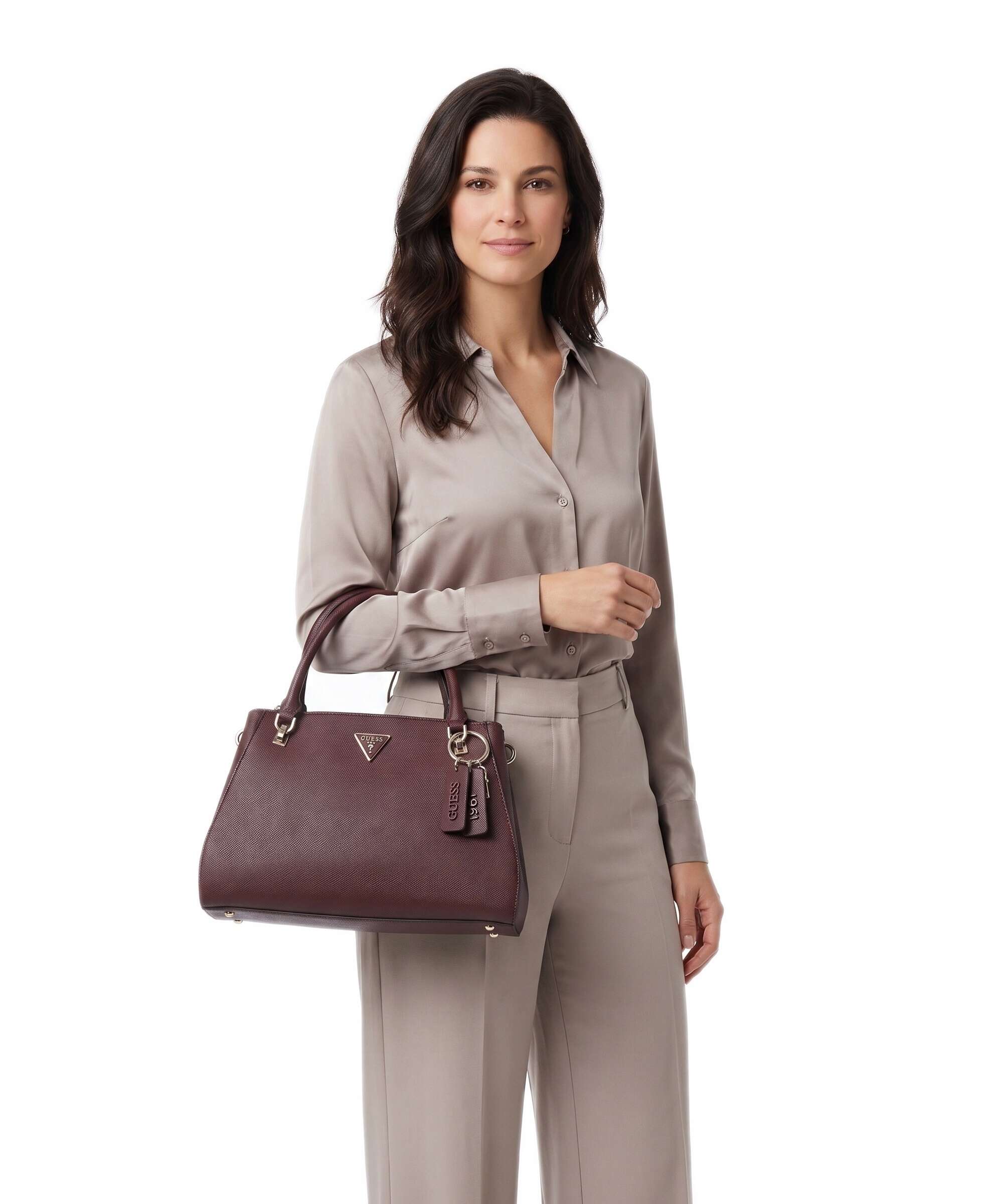 Guess Noelle II Luxury Handbag burgundy