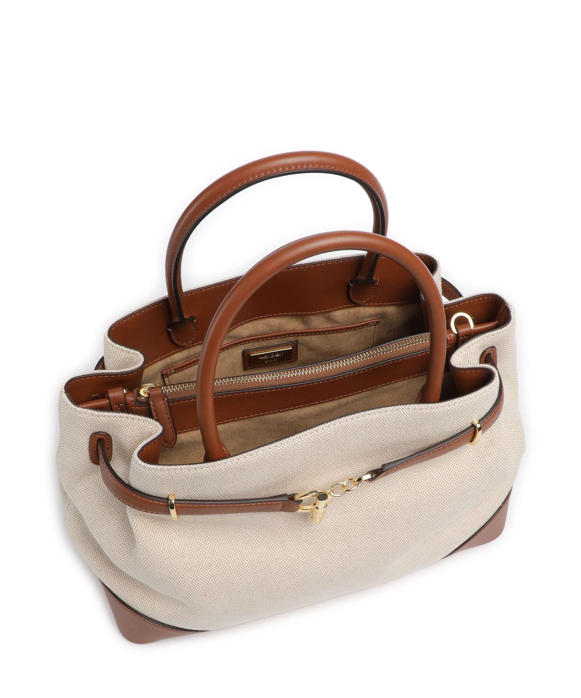 Lauren Ralph Lauren Blaike Large Handbag natural/buff canvas/lauren tan