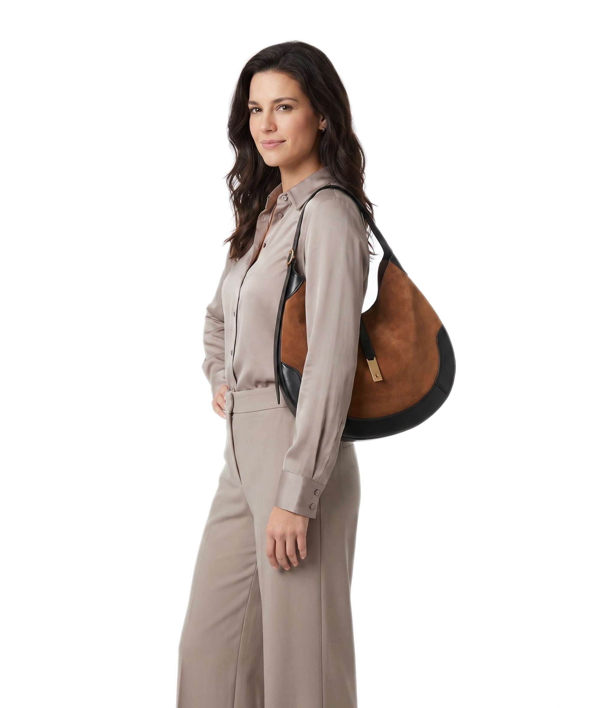 Polo Ralph Lauren ID Collection Medium Hobo bag toffee/black