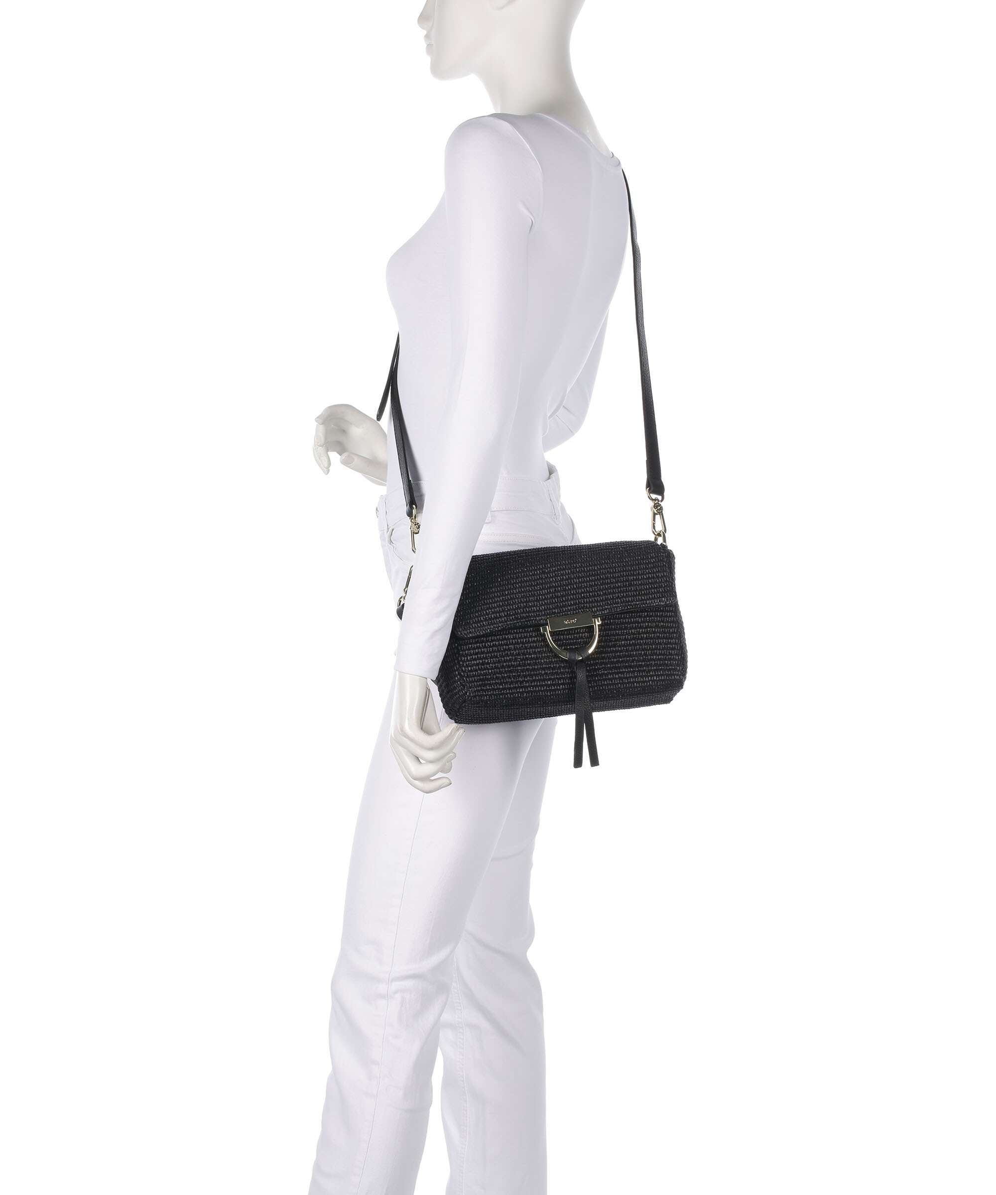 Abro Raffia Temi Shoulder bag black/gold