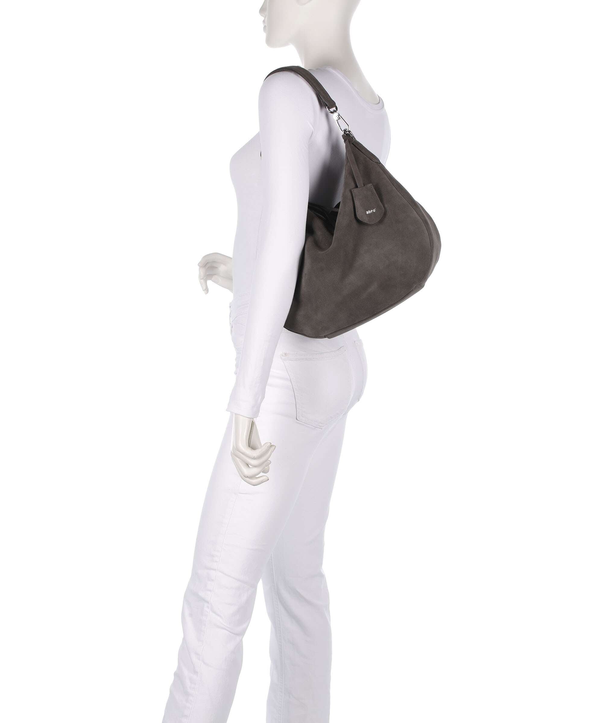 Abro Suede Juna Small Hobo bag grey