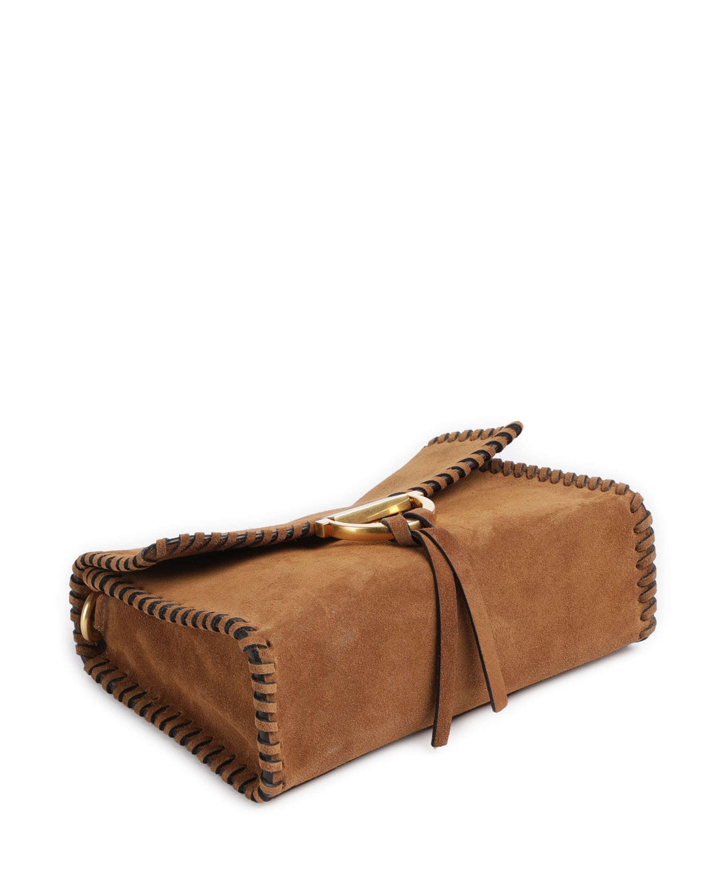 Abro Suede Temi Stitch Shoulder bag cuoio
