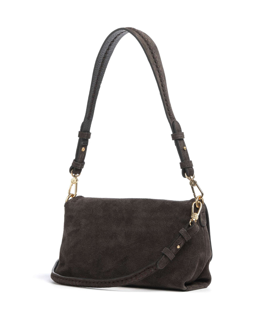 Abro Suede Signature Shoulder bag dark brown