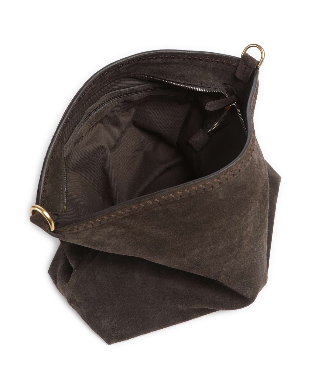 Abro Suede Signature Hobo bag dark brown