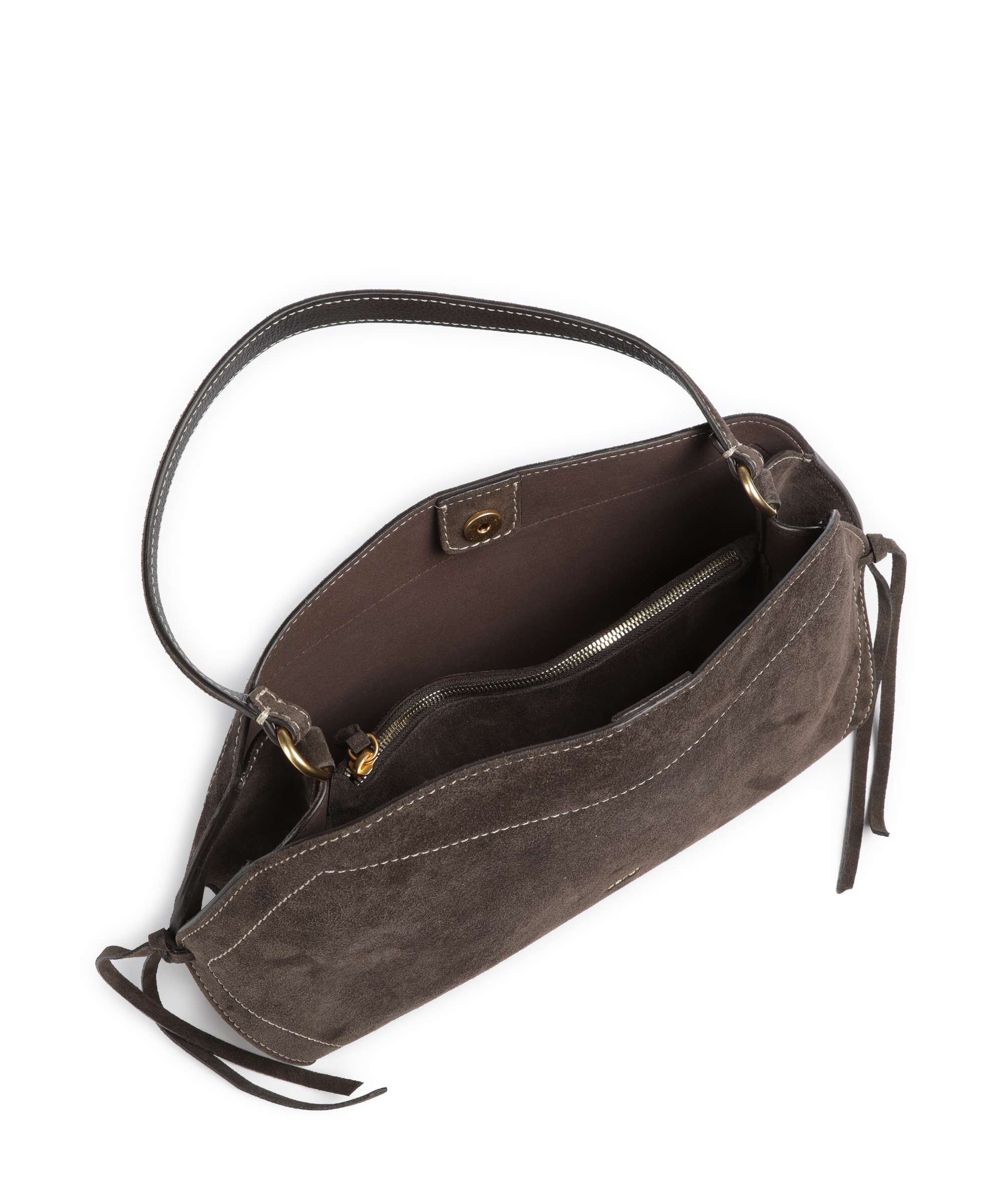 Abro Suede Necessity Small Shoulder bag dark brown