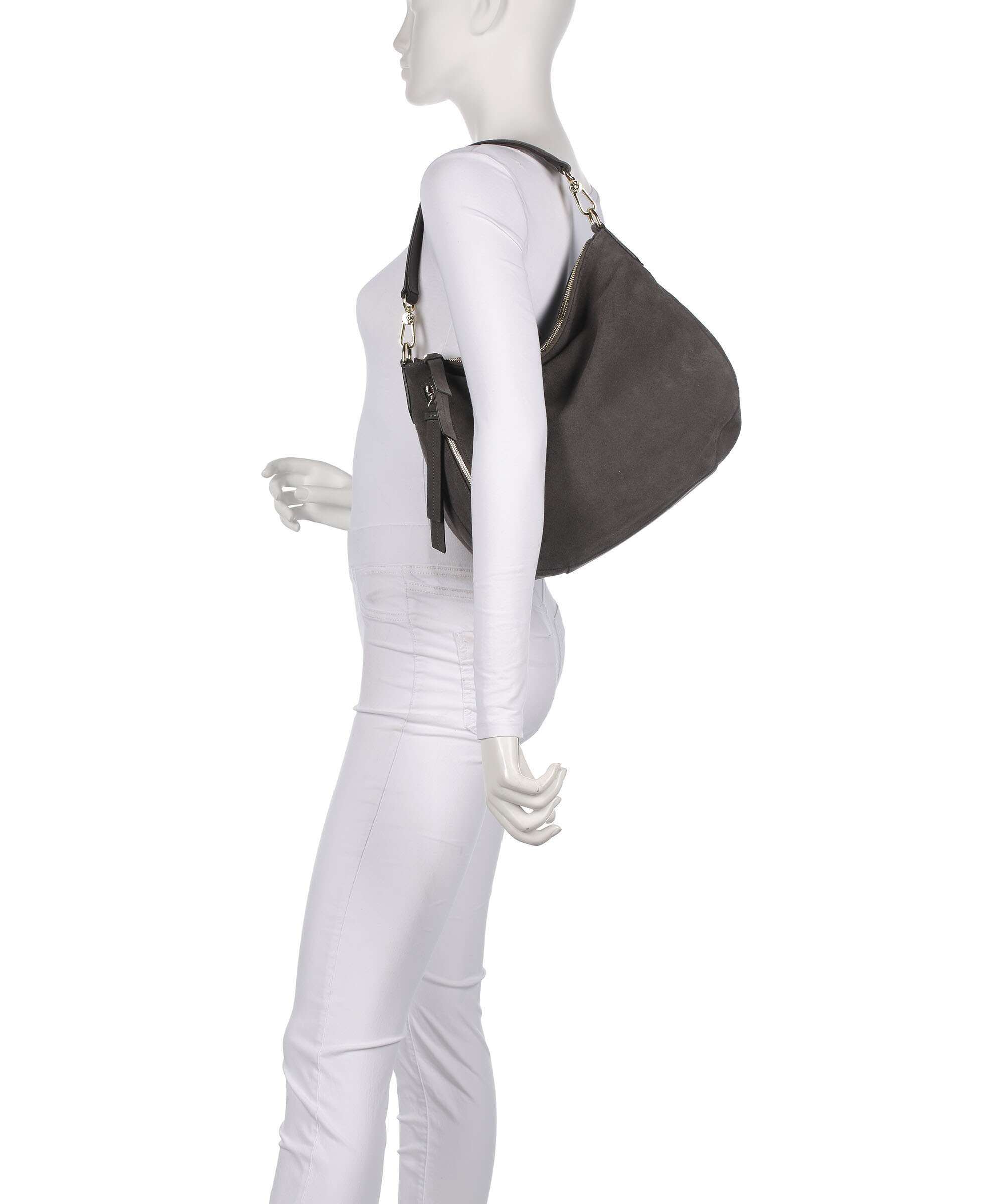 Abro Suede Juna Small Hobo bag grey