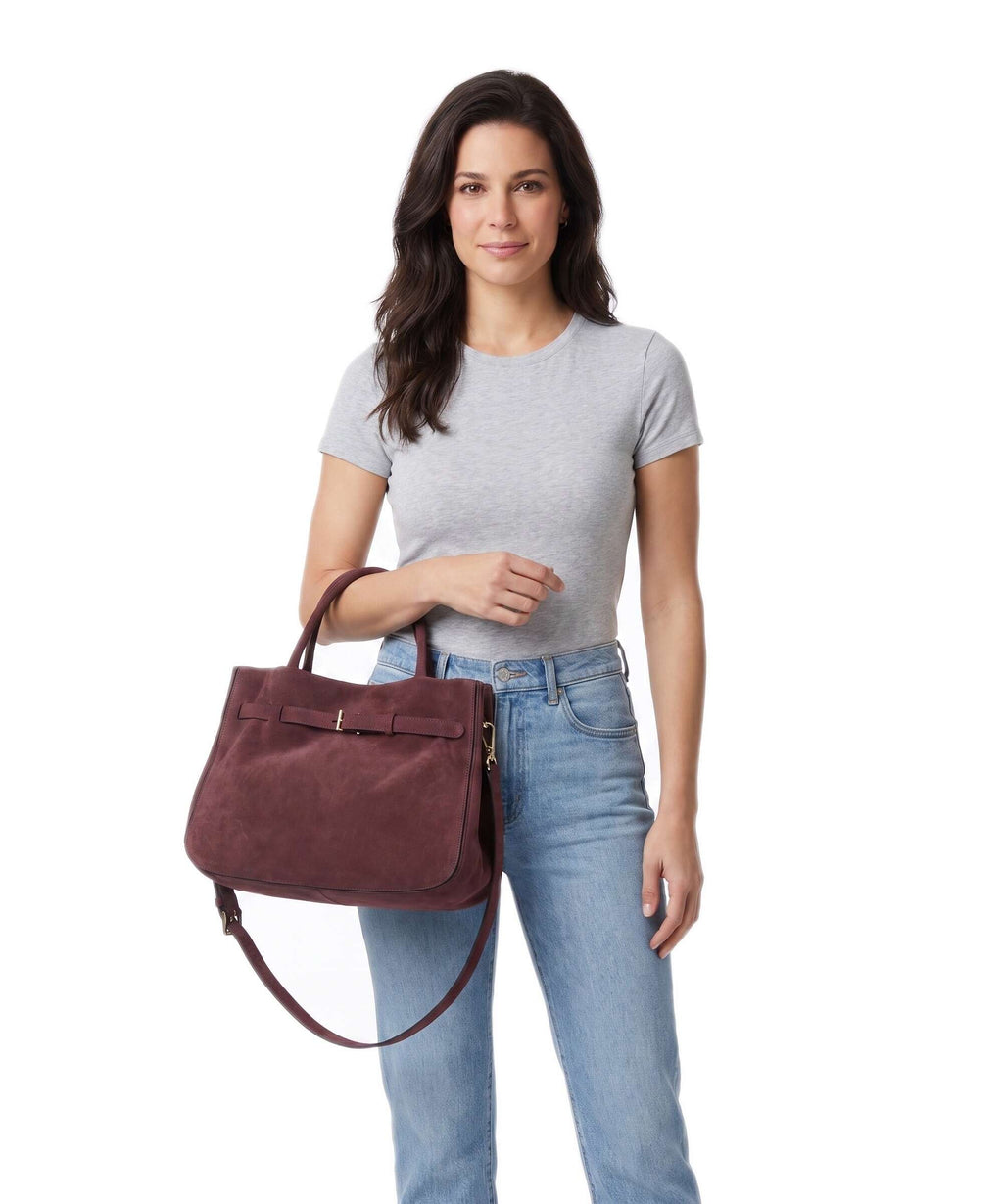 Abro Suede Jill Handbag burgundy