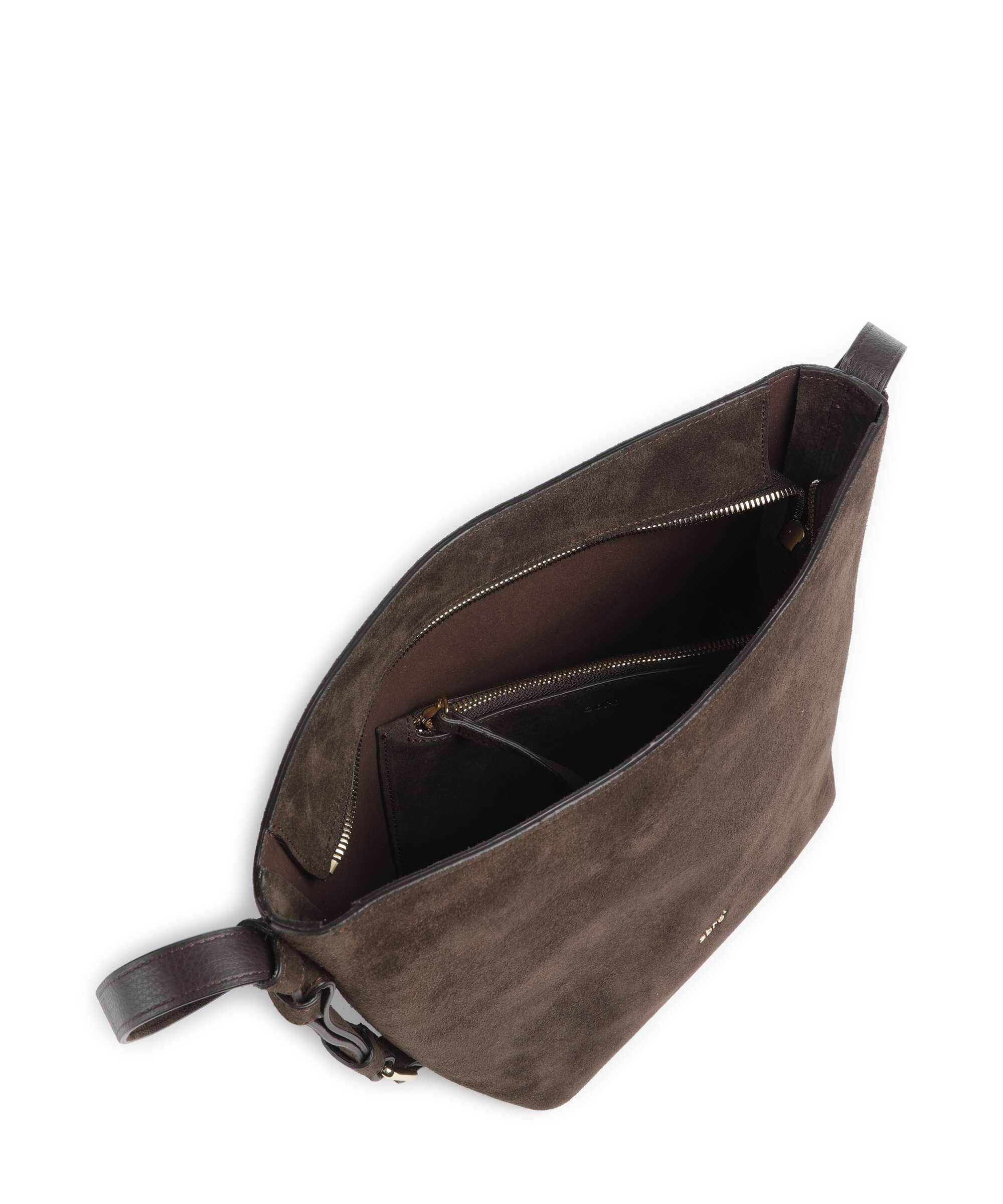 Abro Suede Cosmo Hobo bag dark brown