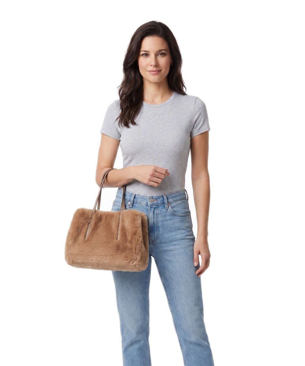 Abro Eco Fur Noelle Handbag cappuccino