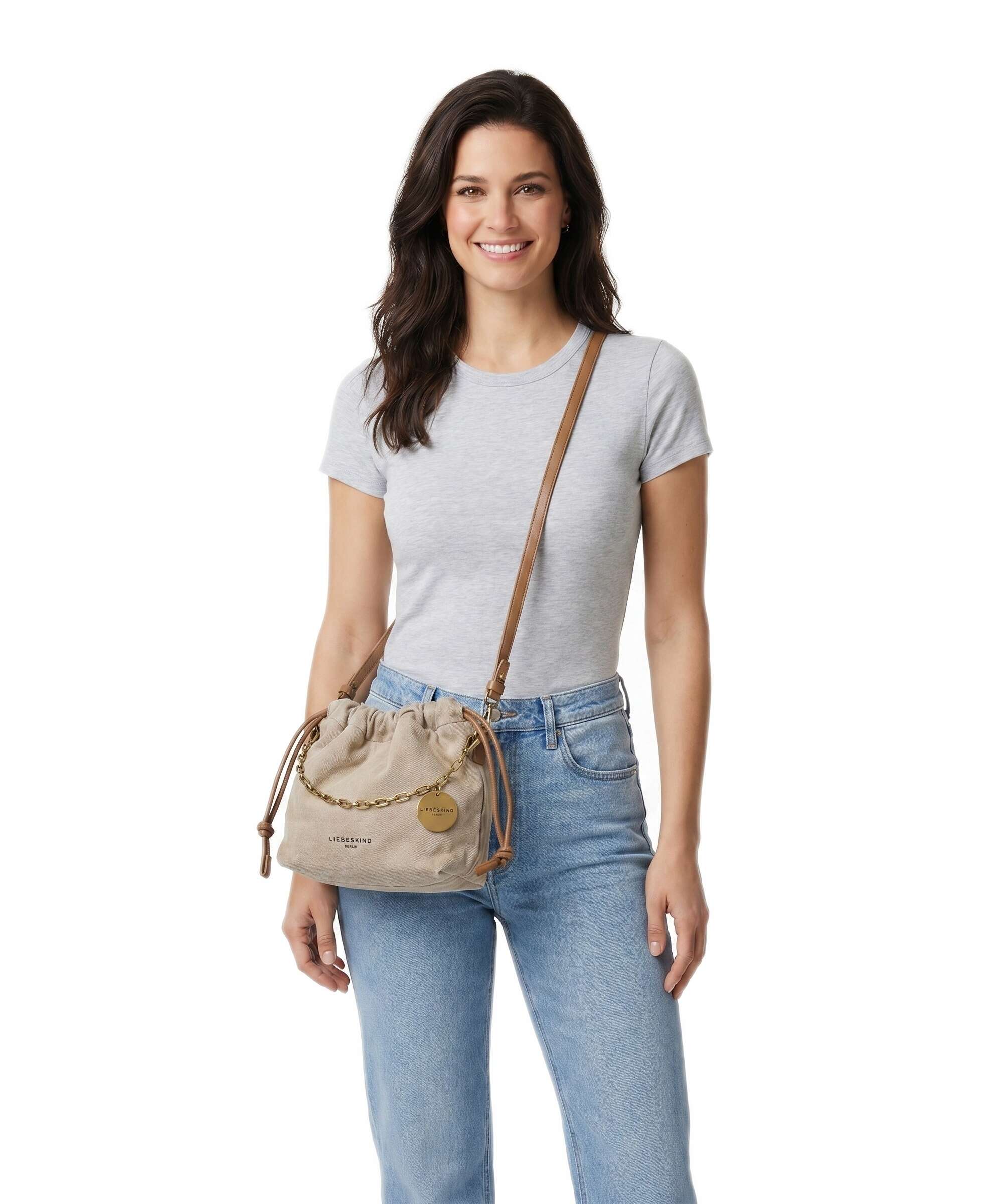Liebeskind Lya II Denim S Bucket bag beige