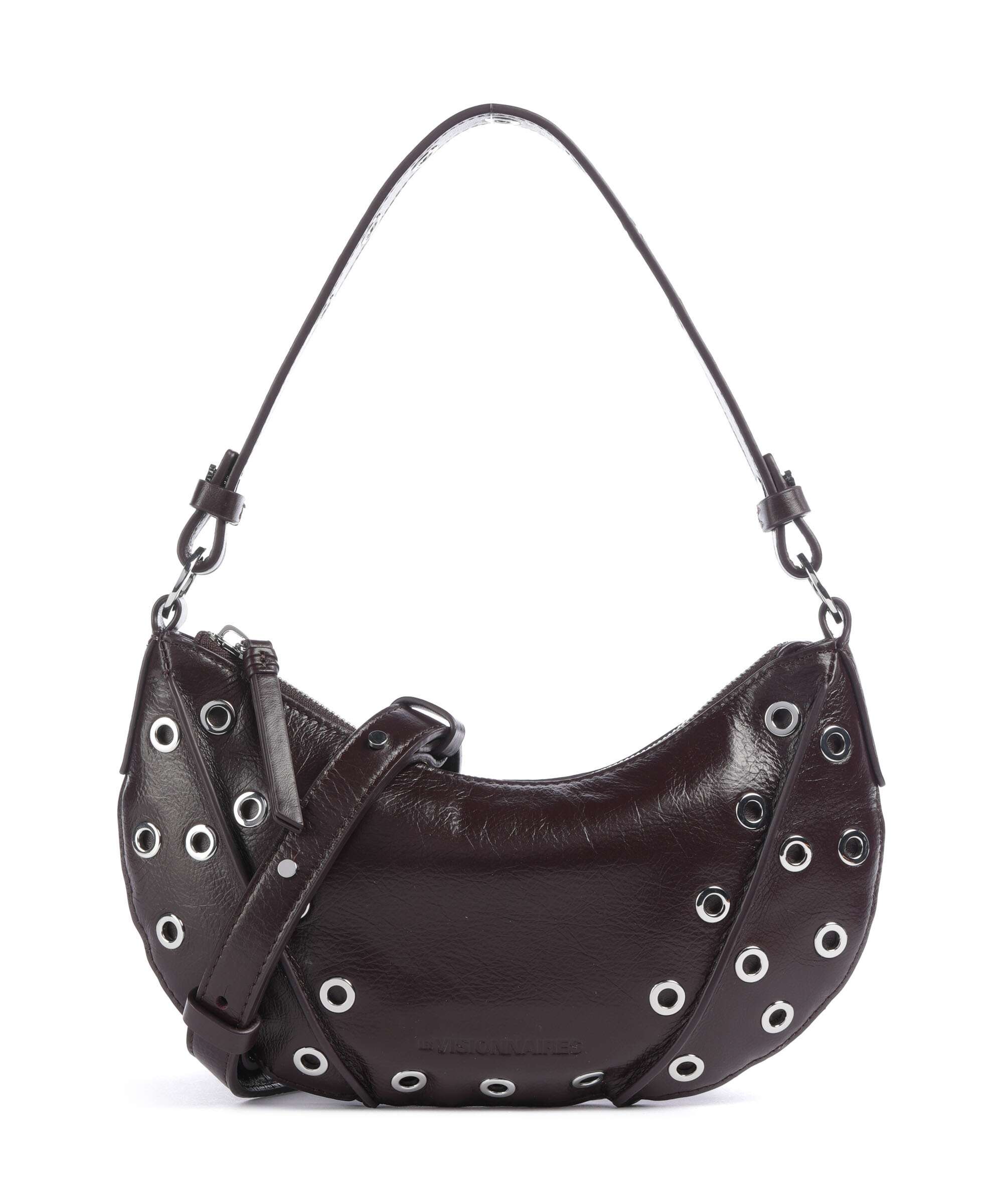 Les Visionnaires Enya Rivet Glossy Mini Schultertasche genarbtes