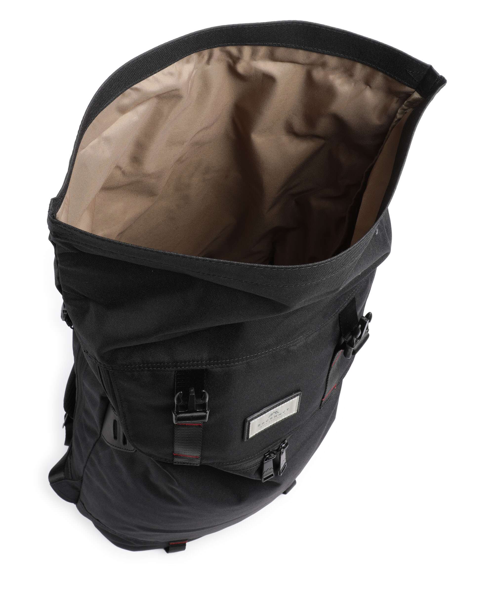 Doughnut Glossy Blocking Christopher Rolltop backpack black/red
