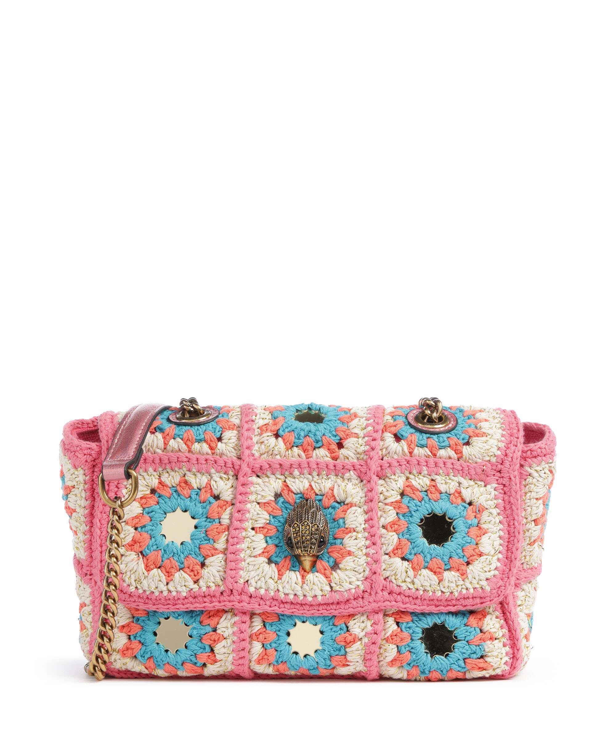 Kurt Geiger Kensington Crochet Crossbody bag pink combination