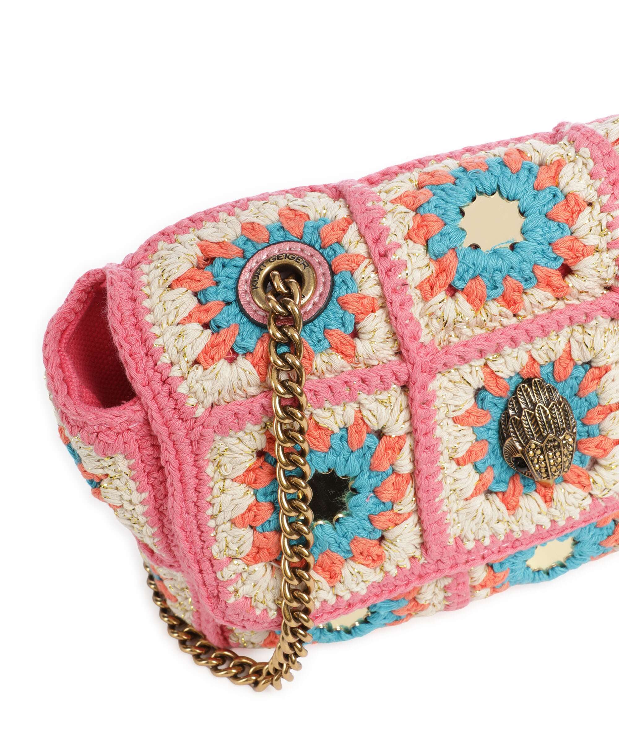 Kurt Geiger Kensington Crochet Crossbody bag pink combination