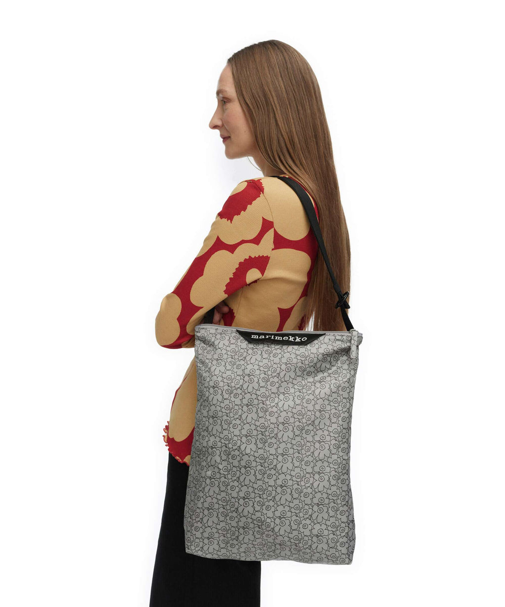 Marimekko Neat Unikko Piirto M Hobo bag grey/black