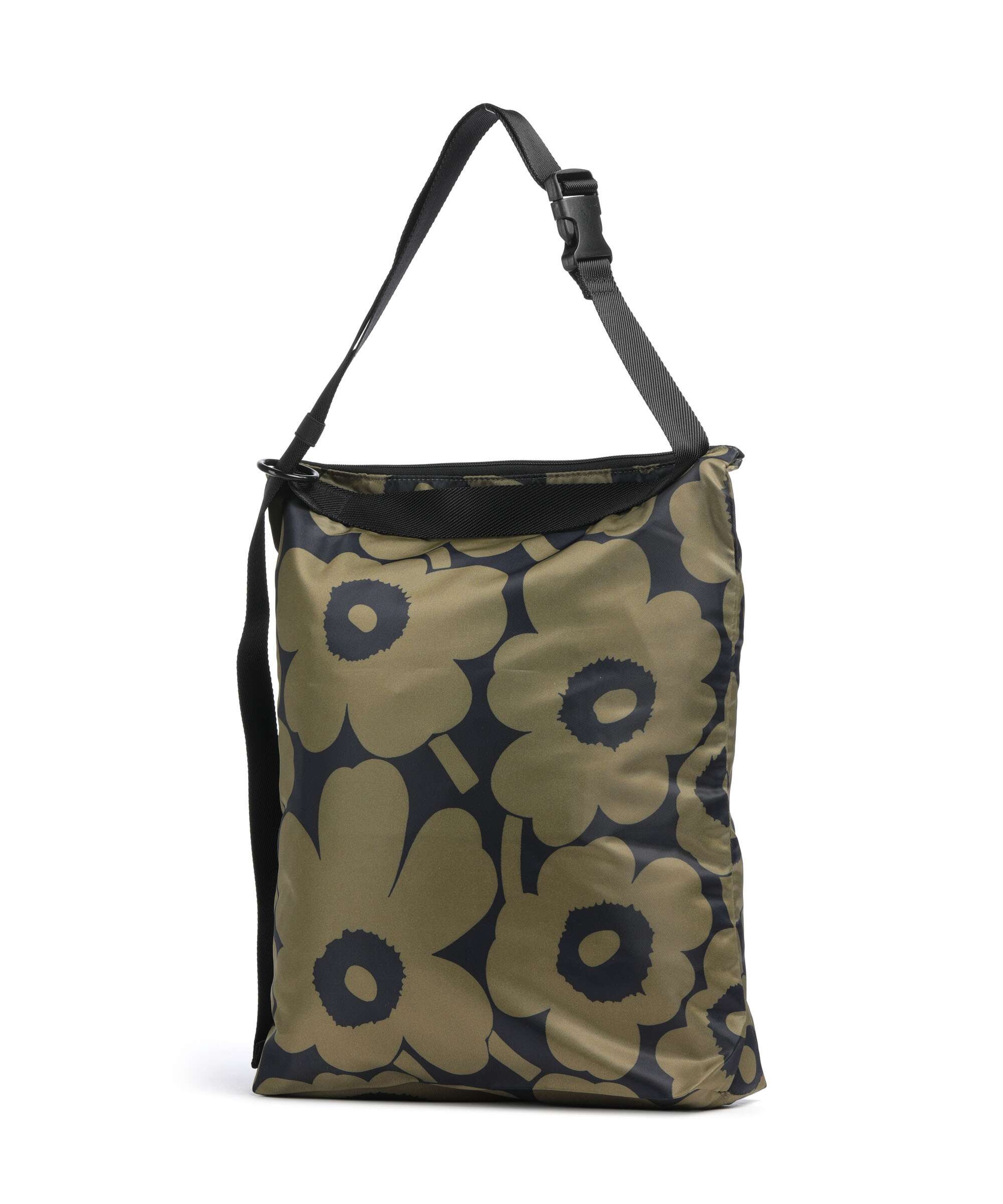 Marimekko Neat M Unikko Hobo bag olive green/dark blue