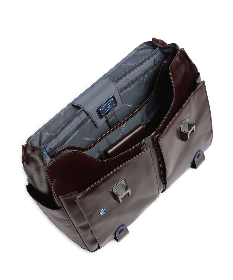 Piquadro Blue Square Briefcase mahogany