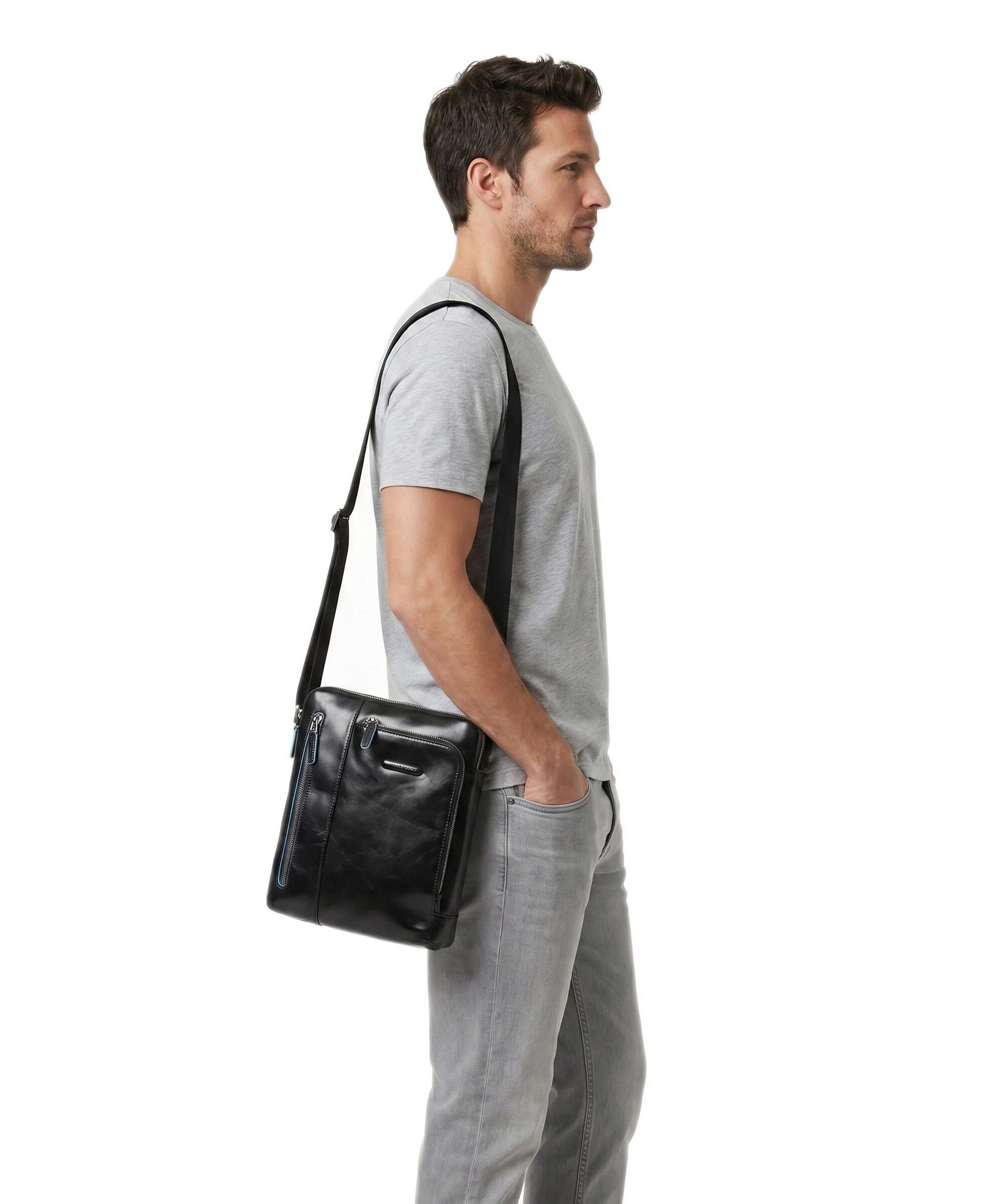 Piquadro Blue Square Crossbody bag nero