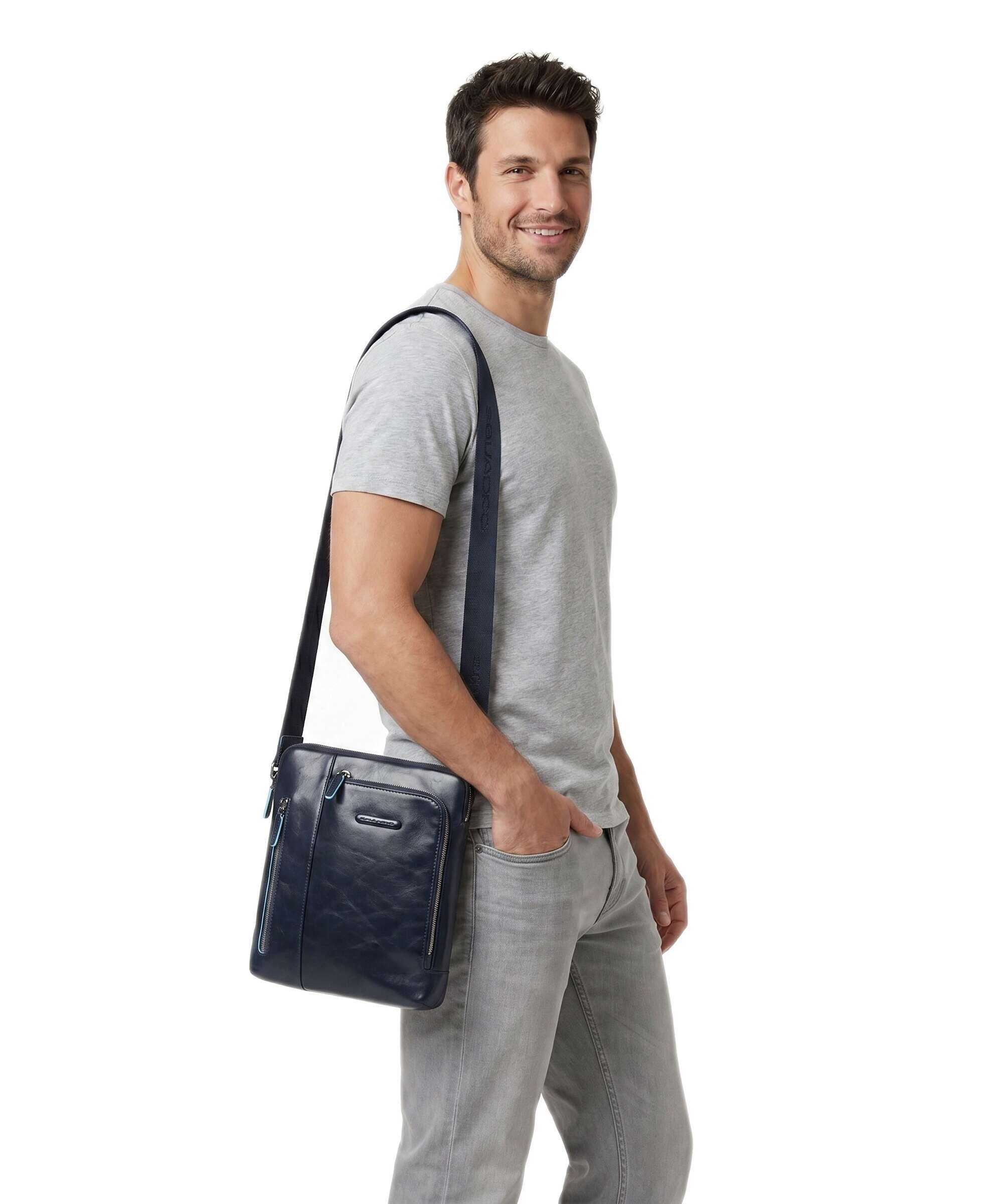 Piquadro Blue Square Crossbody bag blu