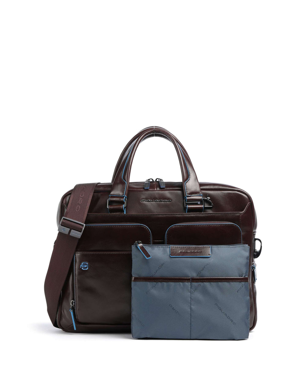 Piquadro Blue Square Briefcase mahogany
