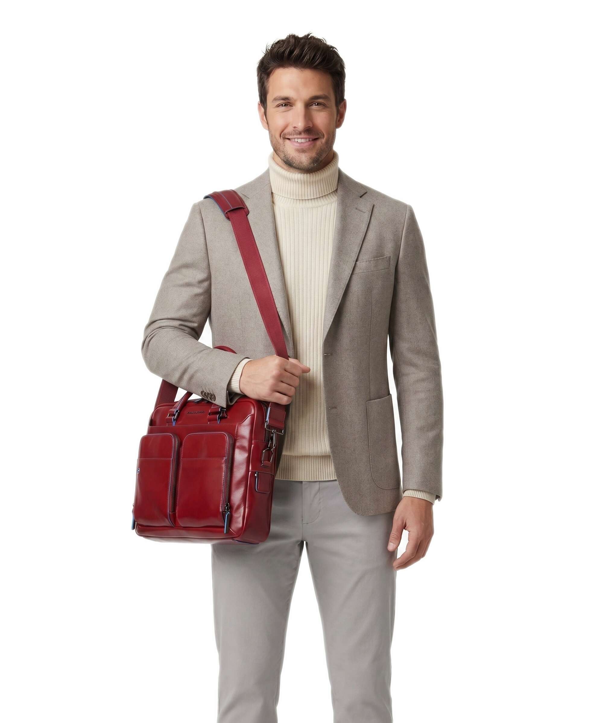 Piquadro Blue Square Briefcase rosso