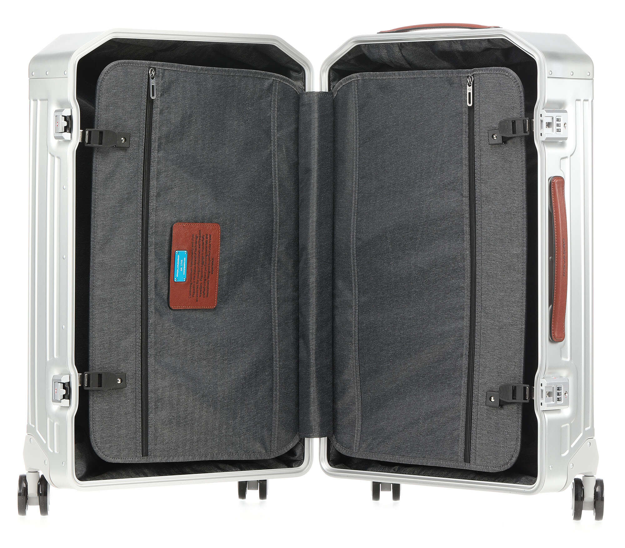 Piquadro Alu Spinner (4 wheels) grey/hide