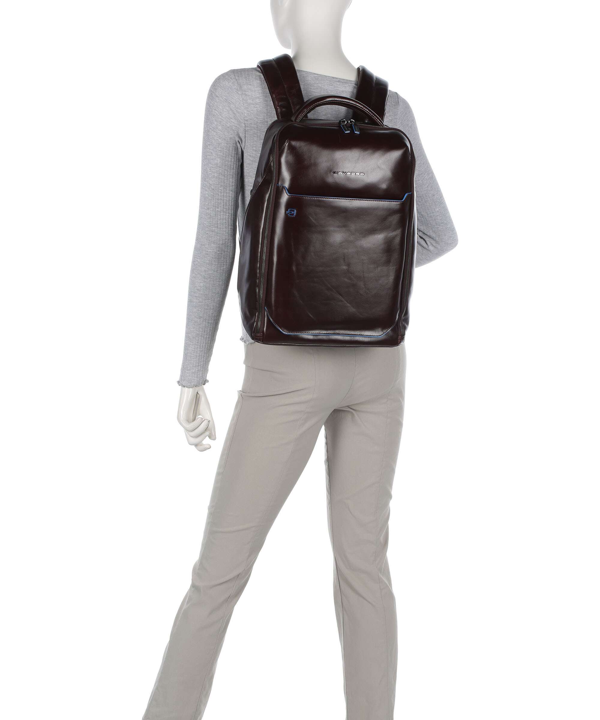 Piquadro Blue Square Backpack mogano