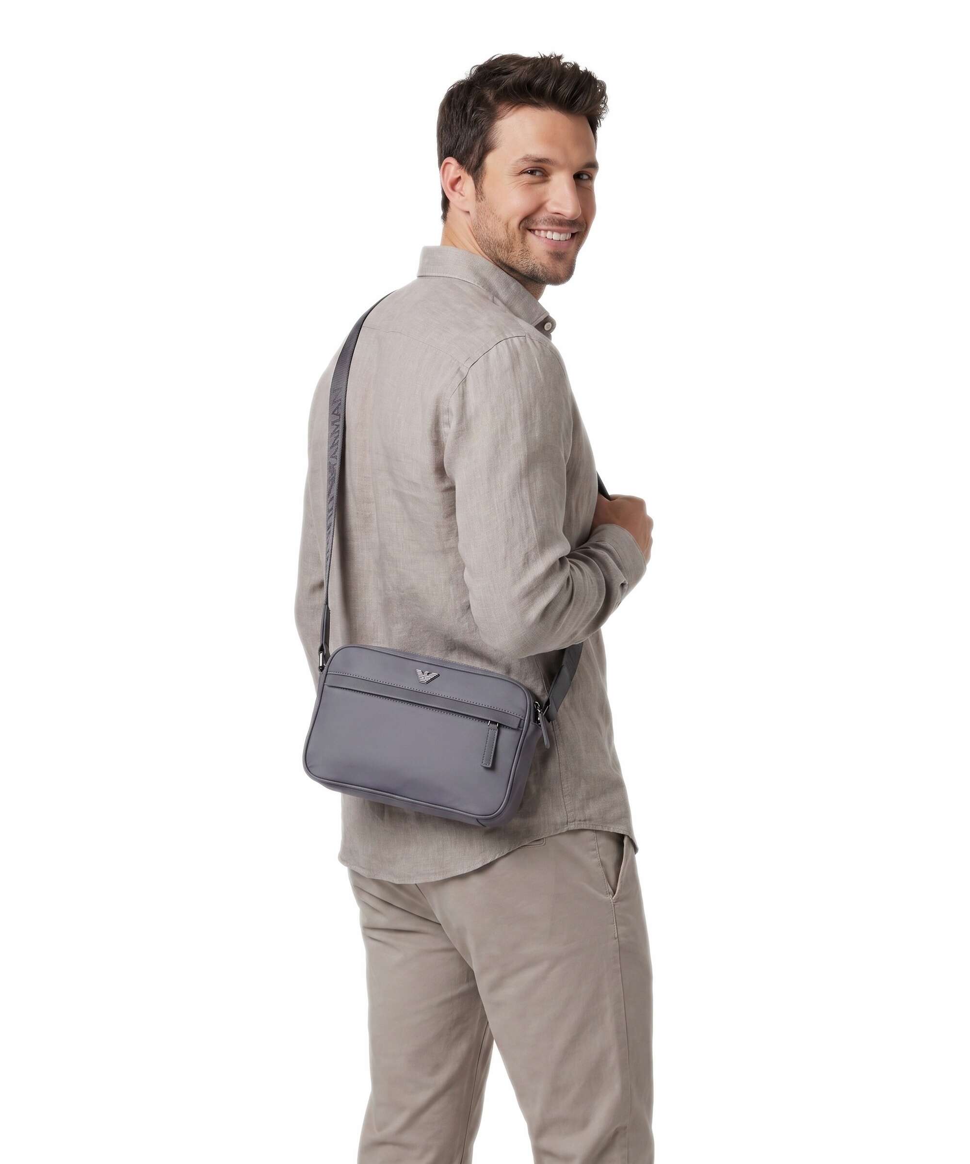Emporio Armani Nylon Recycled Crossbody bag grey