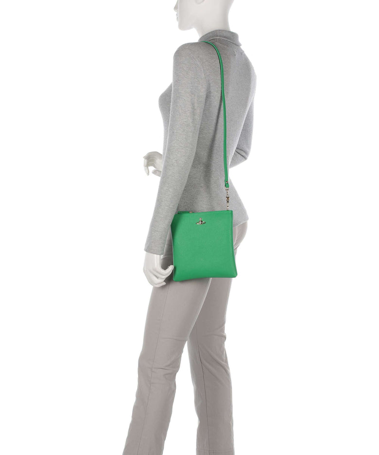 Vivienne Westwood Squire Square Saffiano Biogreen Crossbody bag bright green