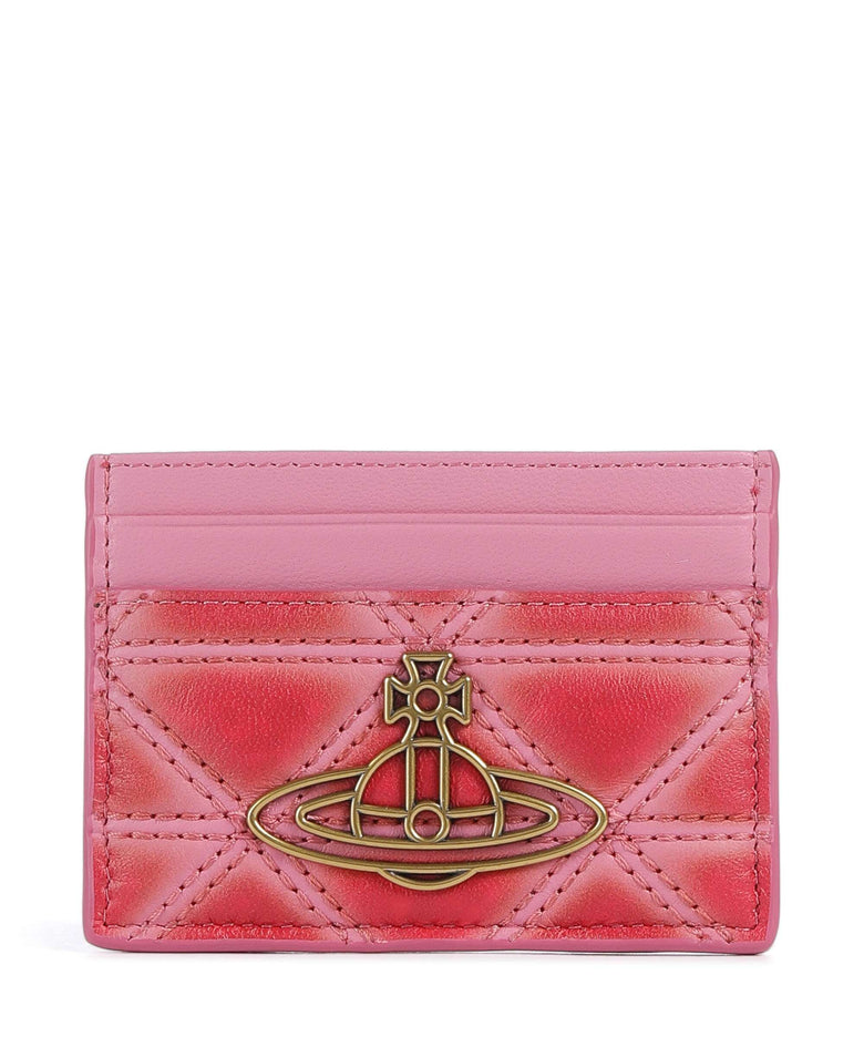 Vivienne Westwood Quilted Nappa Print Credit card holder pink/red