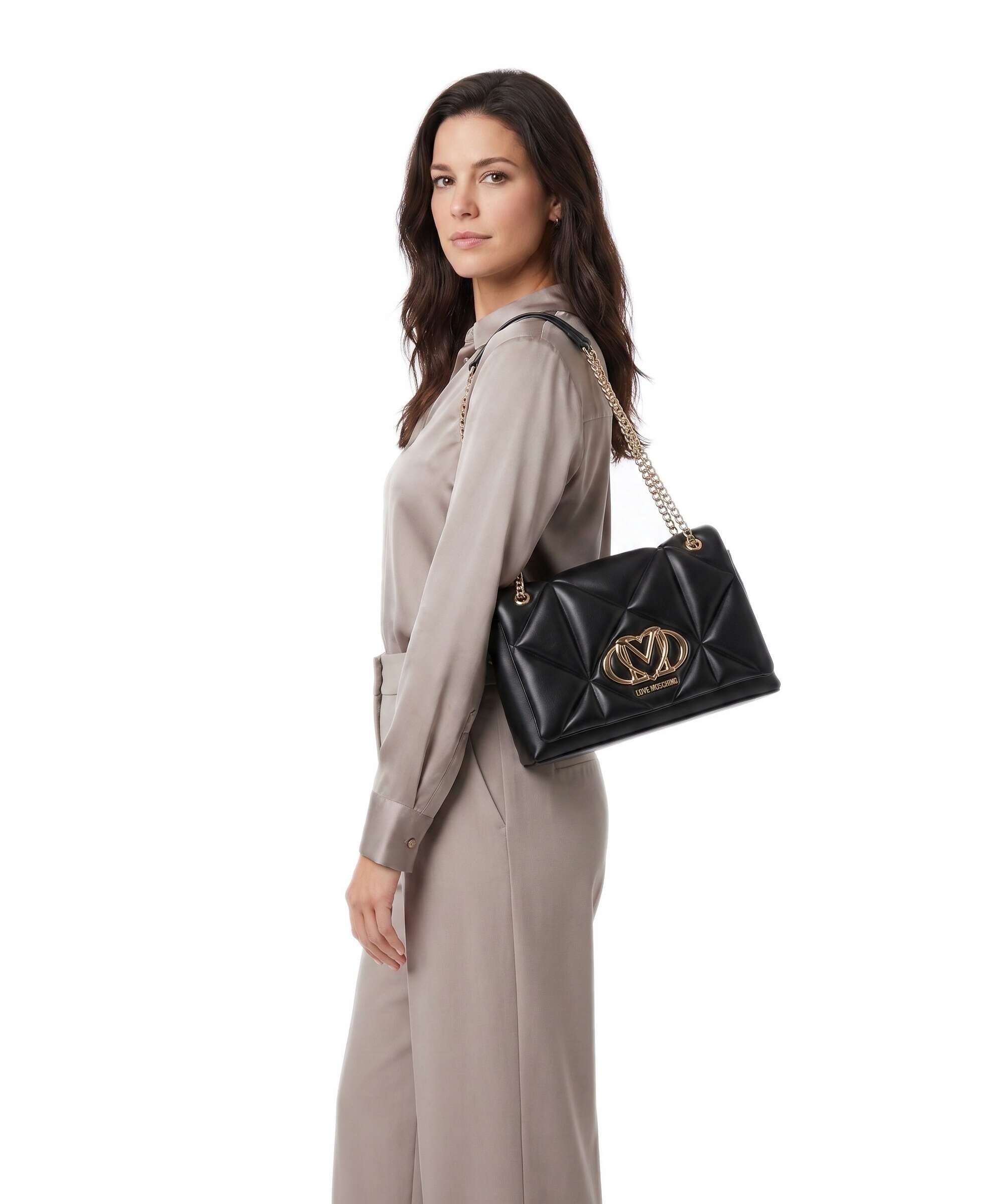Love Moschino Embossed Q Shoulder bag nero
