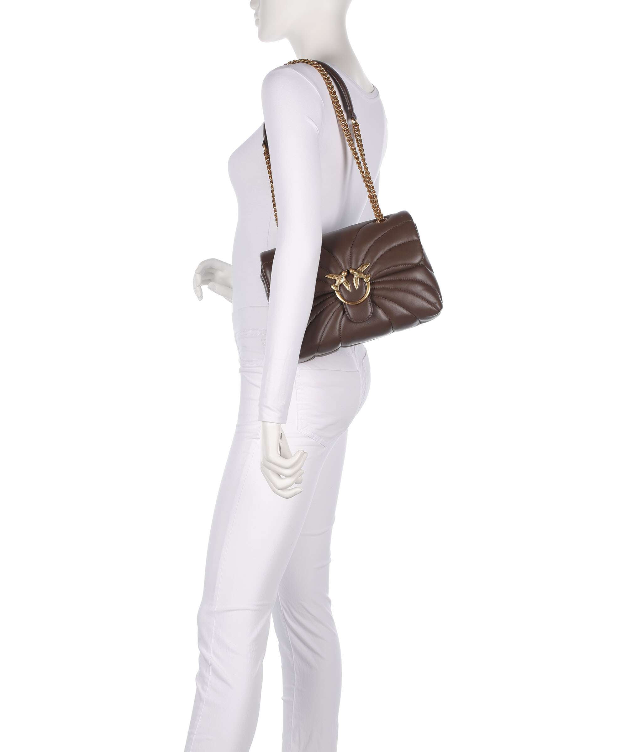 Pinko Love Puff Classic Shoulder bag marrone castano/antique gold