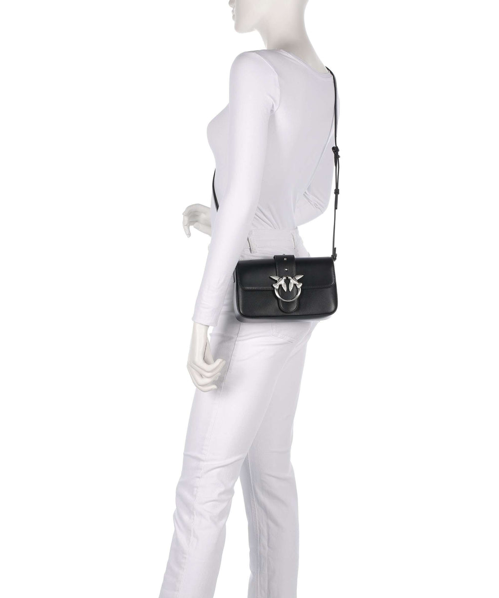 Pinko Love One Mini Slouchy Shoulder bag nero limousine/matt silver