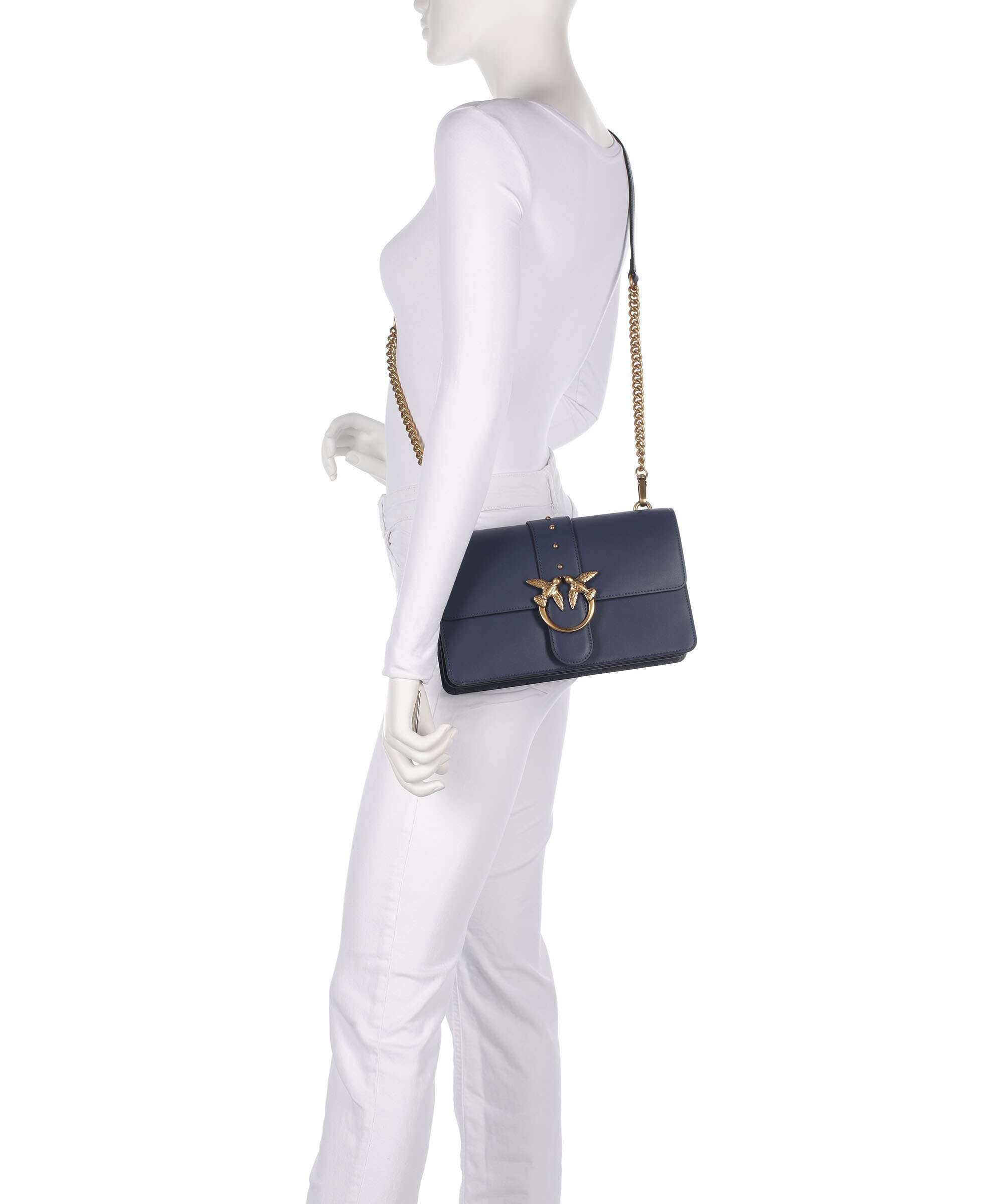 Pinko Love One Classic Crossbody bag blu indaco ombroso/antique gold