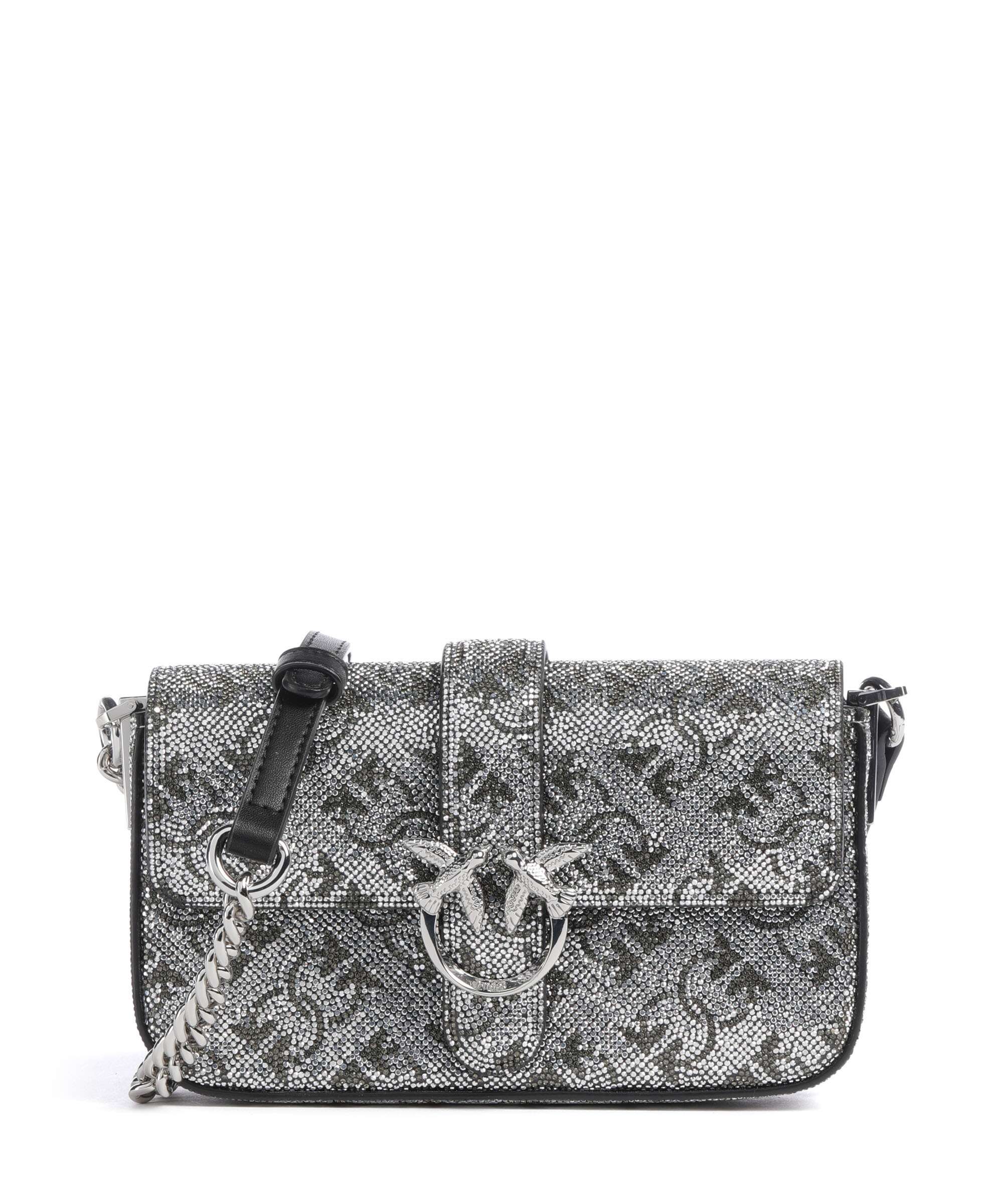 Pinko Love One Baby Slouchy Crossbody bag argento/nickel lucido