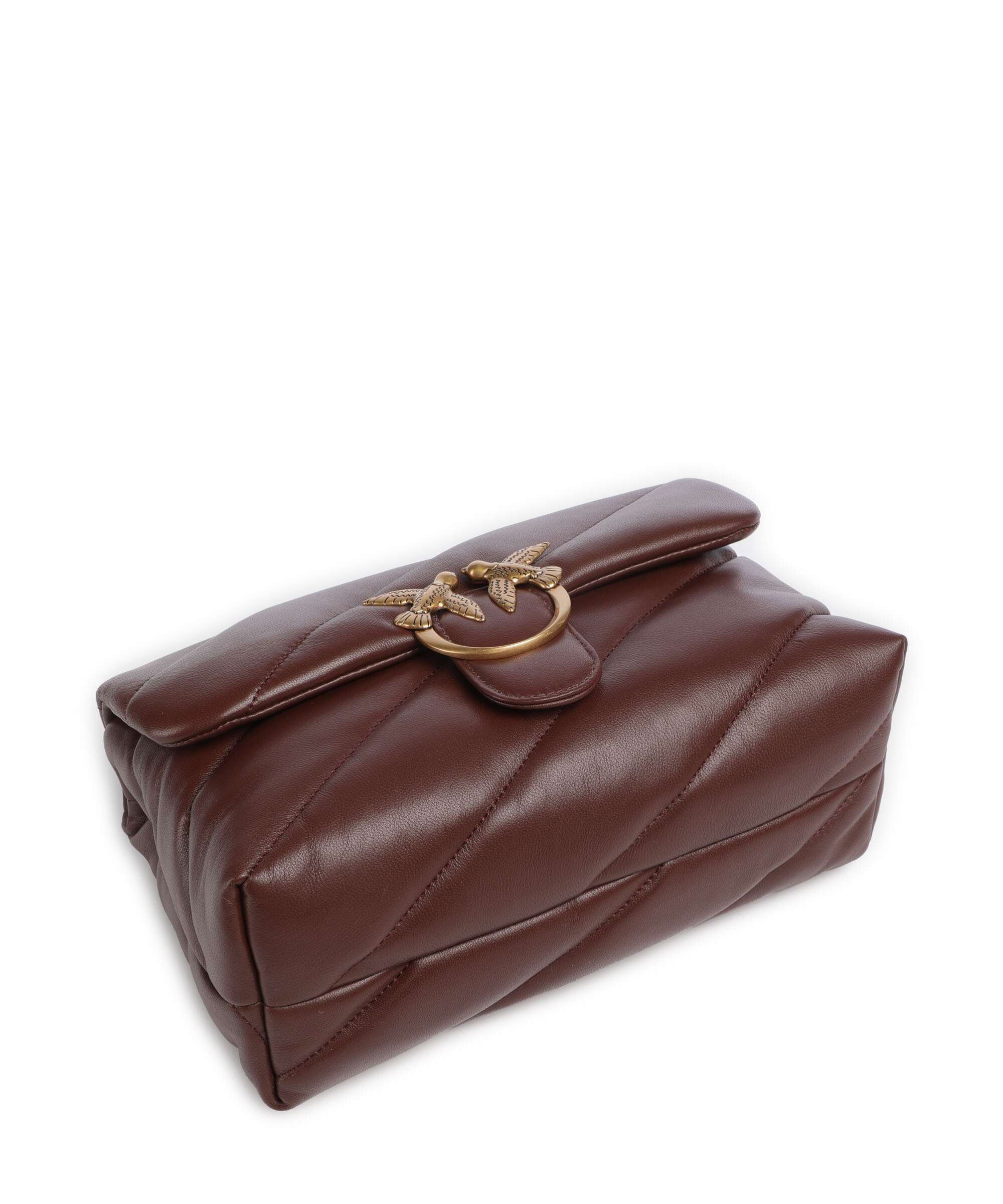 Pinko Love Puff Classic Shoulder bag rosso vino/antique gold