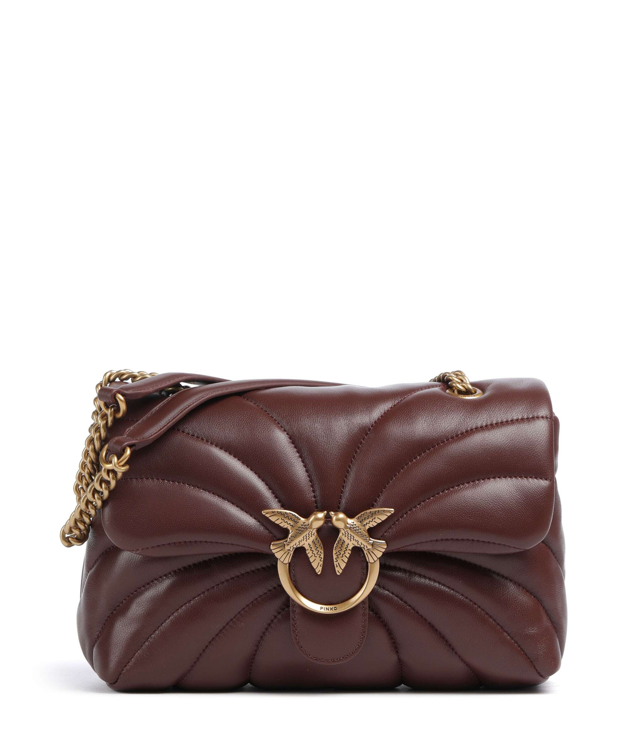 Pinko Love Puff Classic Shoulder bag burgundy wine/antique gold