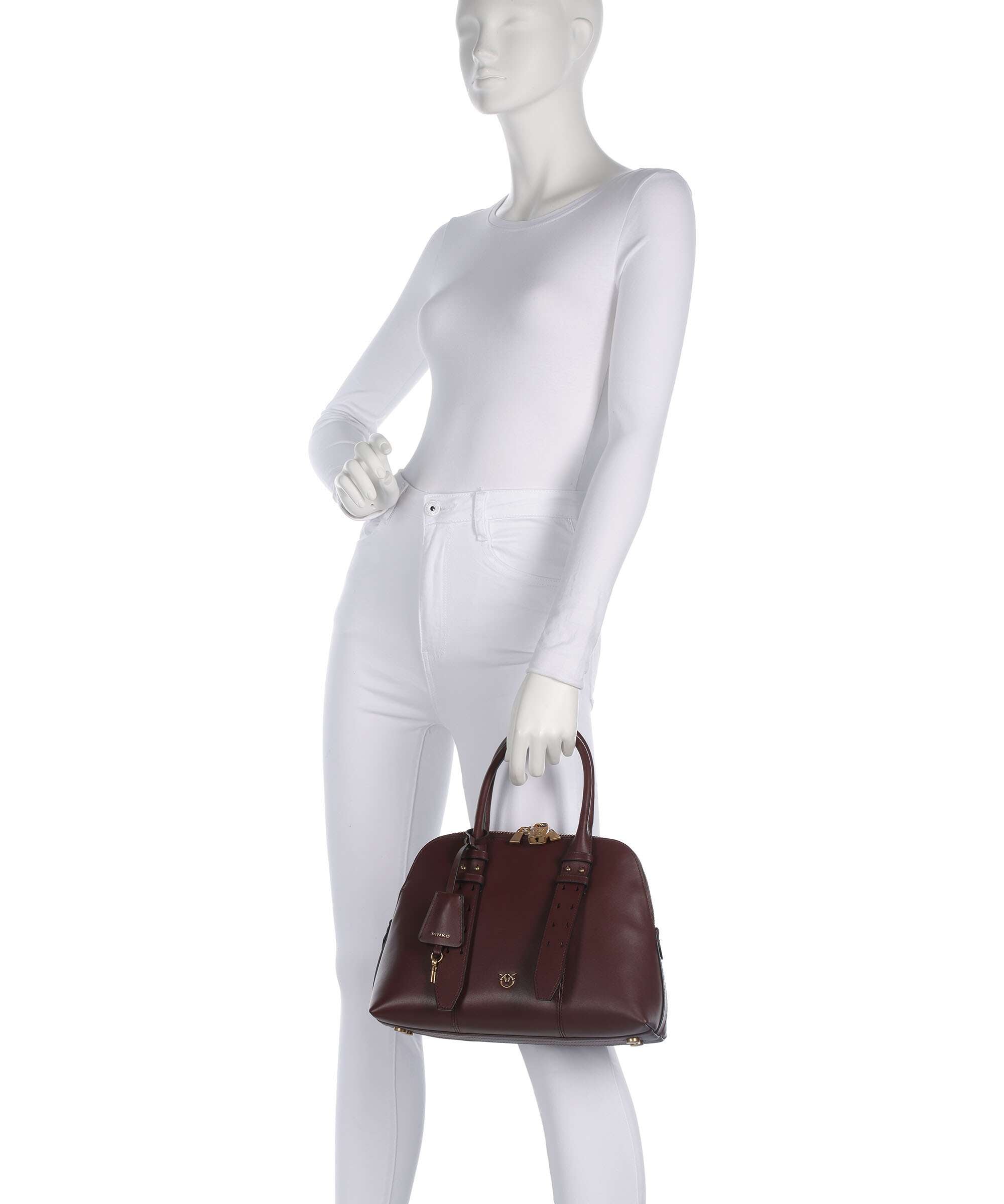 Pinko Bowling Medium Handbag burgundy wine/antique gold