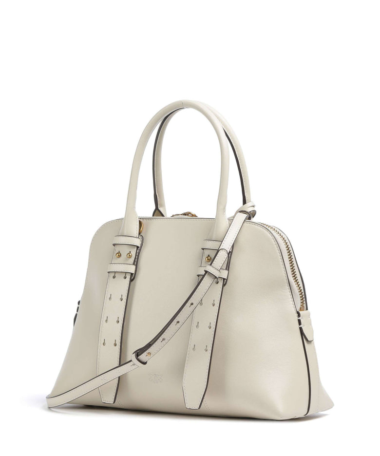 Pinko Bowling Medium Handbag bianco seta/antique gold