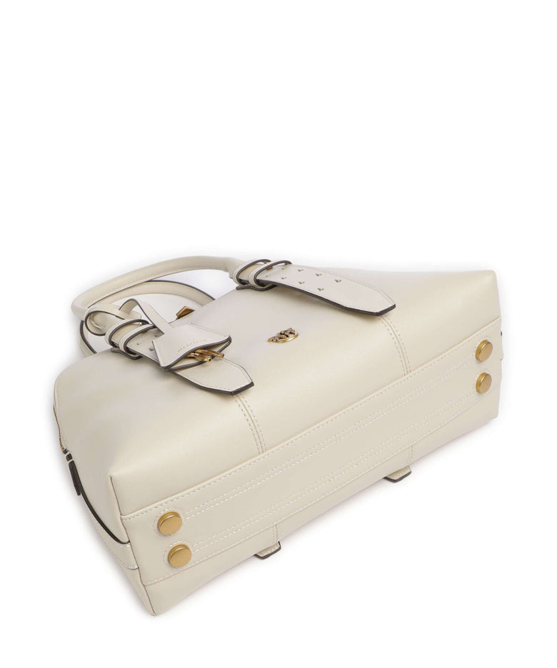 Pinko Bowling Medium Handbag bianco seta/antique gold