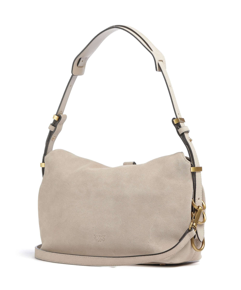 Pinko Saddle Horizontal Mini Shoulder bag beige/grigio fumo/antique gold