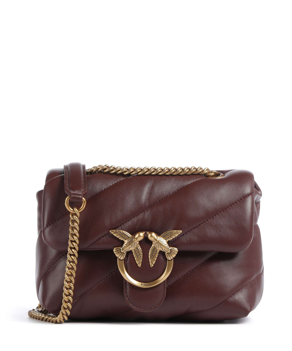 Pinko Love Puff Mini Shoulder bag burgundy wine/antique gold