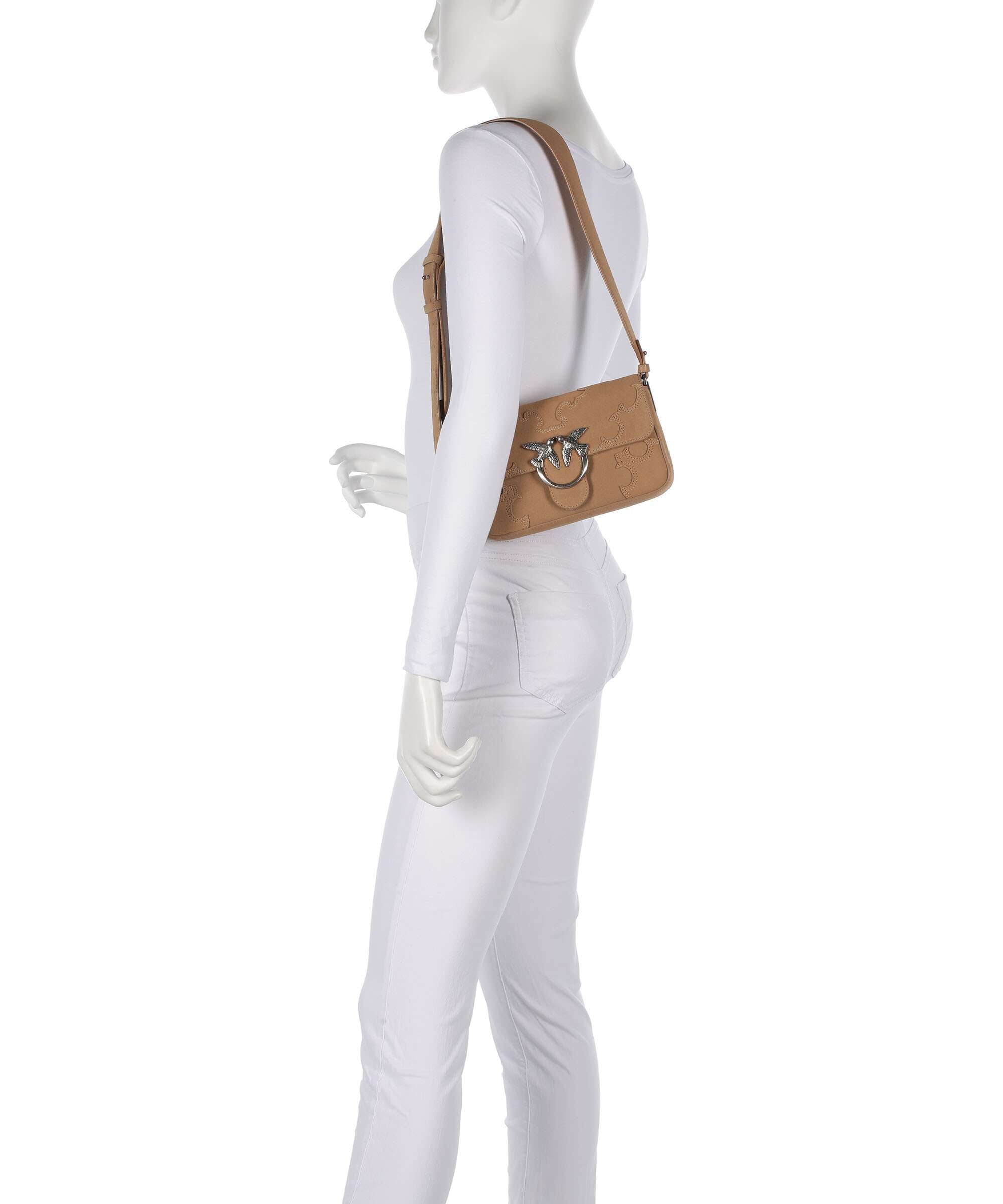Pinko Love One Mini Slouchy Crossbody bag beige/scoiattolo/old silver