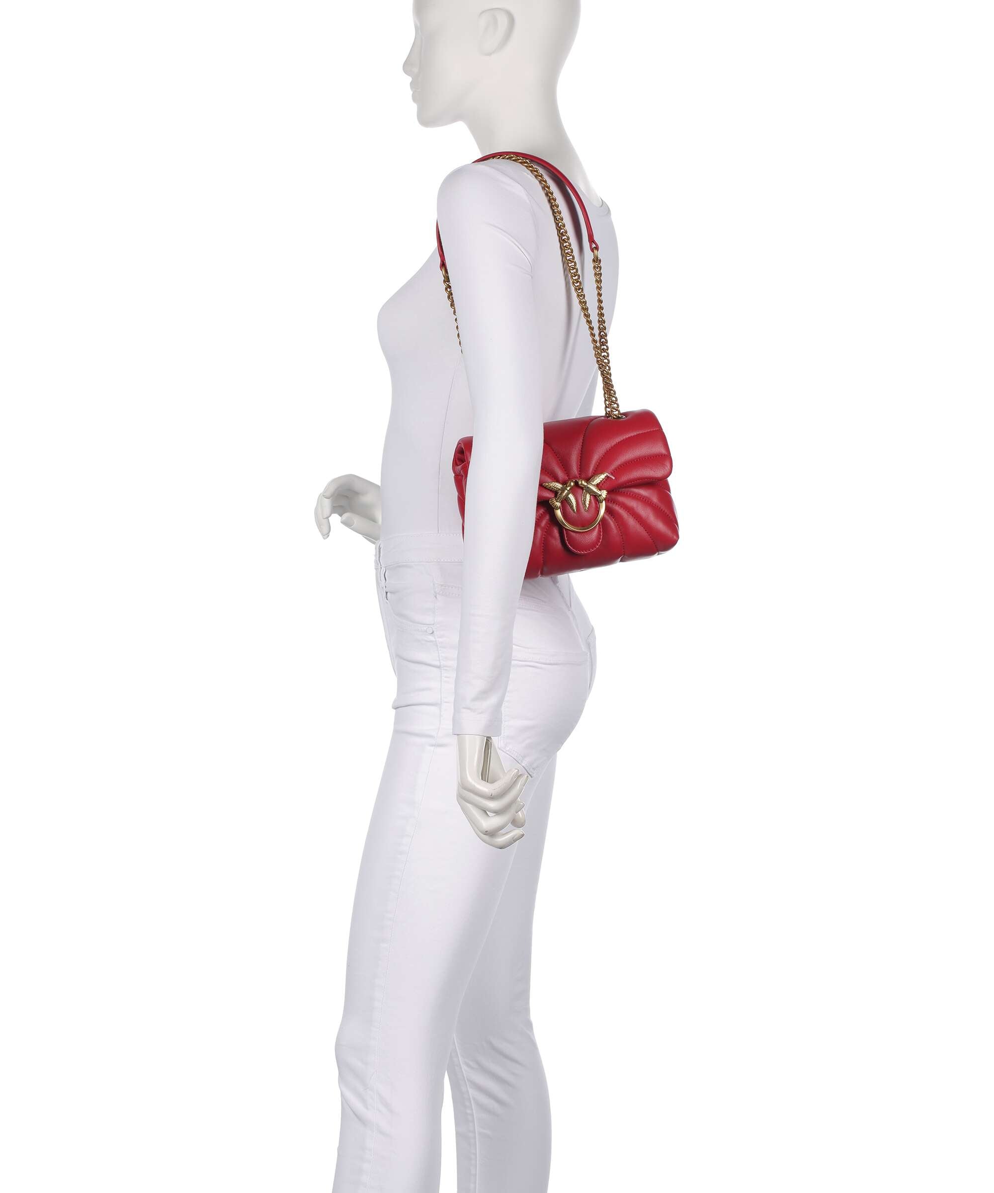 Pinko Love Puff Mini Shoulder bag rosso rio/antique gold